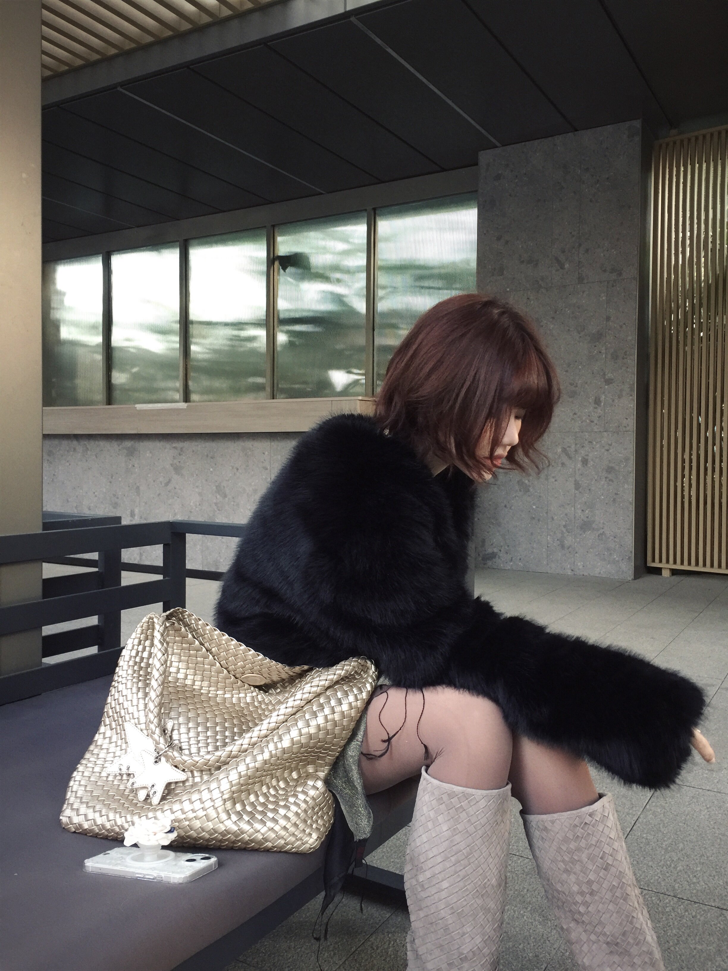 Le' Murmure冬季时尚羊反绒长筒靴堆堆设计慵懒随性 高跟拉长腿部比例