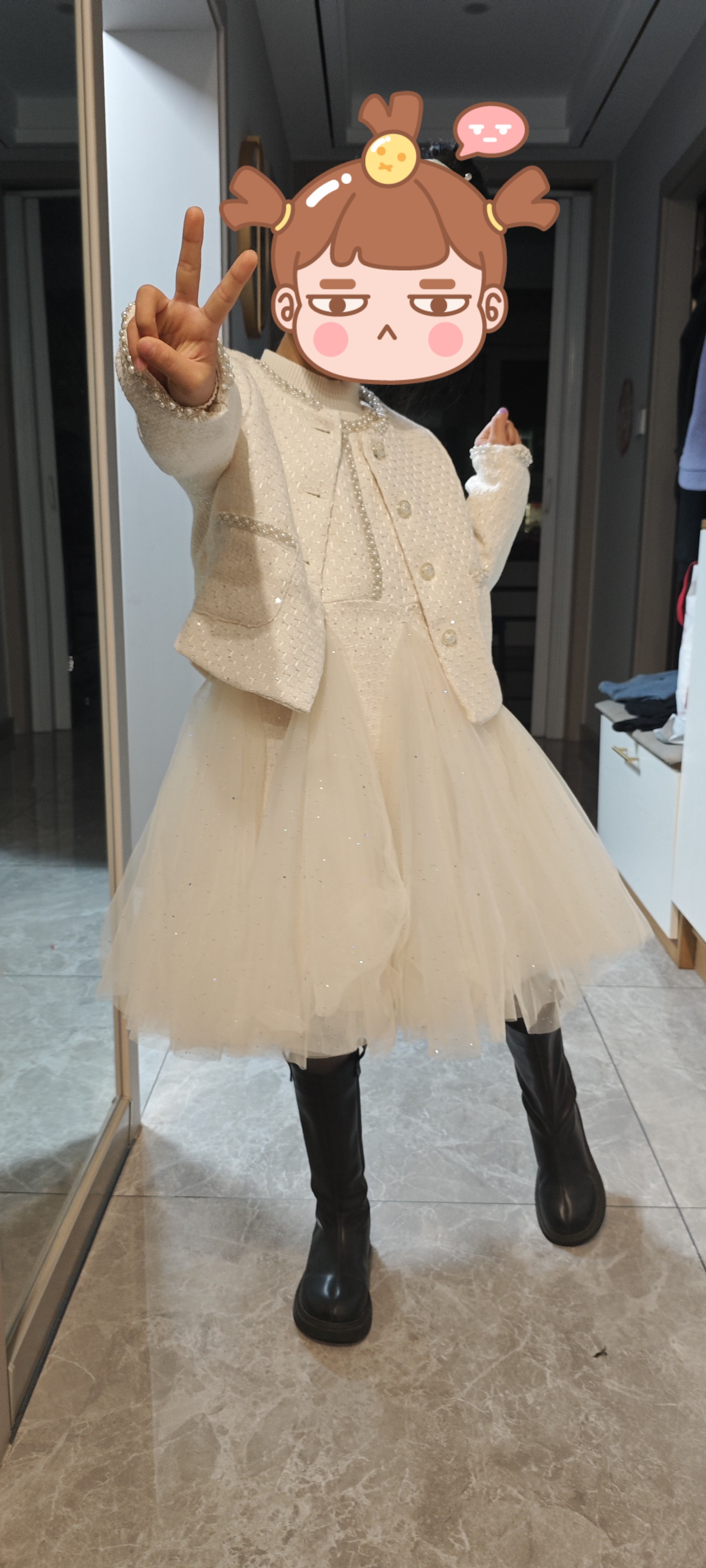 Customer photo for Jacket + Pinafore Set, 140cm