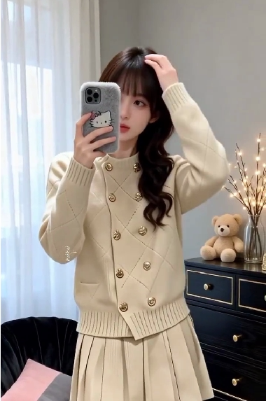 纽汇2026春季新款千金风套装 香风针织连衣裙短裙版型 小个子专属显高设计