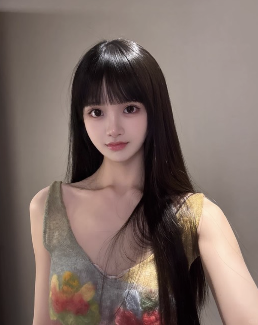 真我黑长直漫画齐刘海假发套 全真发整顶设计 自然隐形无痕贴合 长发飘逸顺滑