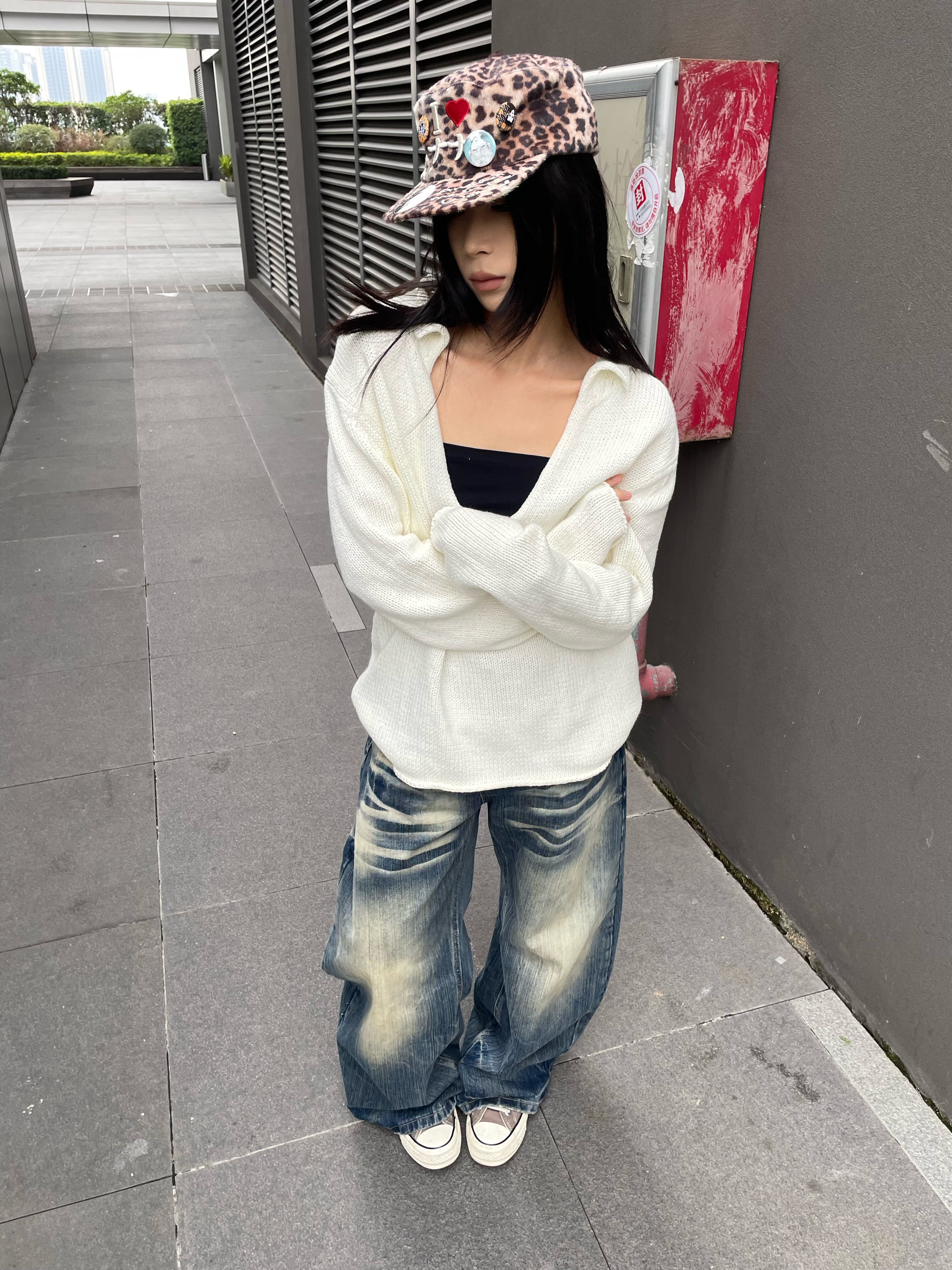 NO/FAITH STUDIOS V KNIT SWEATER BLACK 1 , 【公式通販】