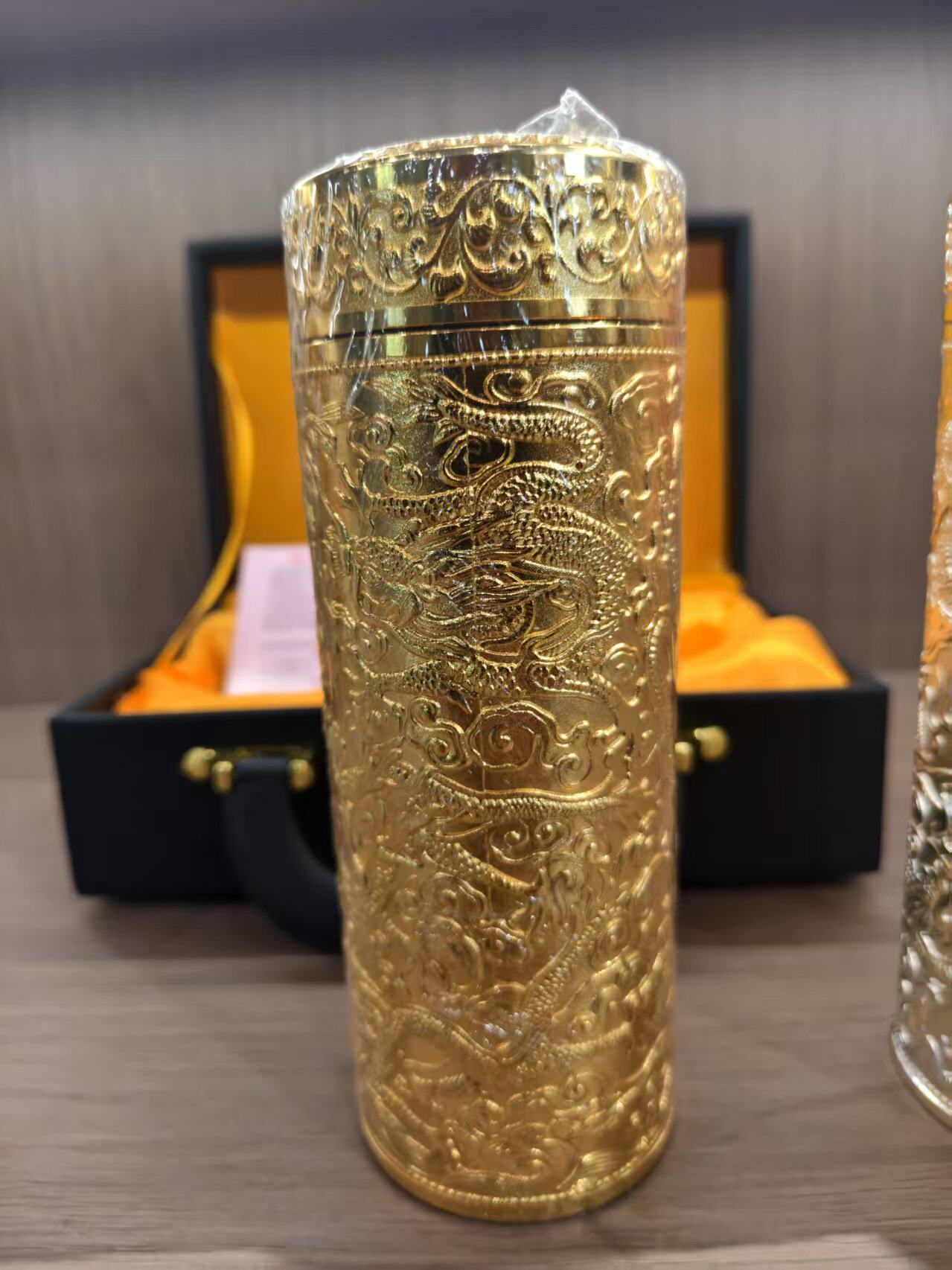 百福純銀保溫杯喬遷新居實用禮品S999純銀內膽保溫杯中式風格高檔銀杯