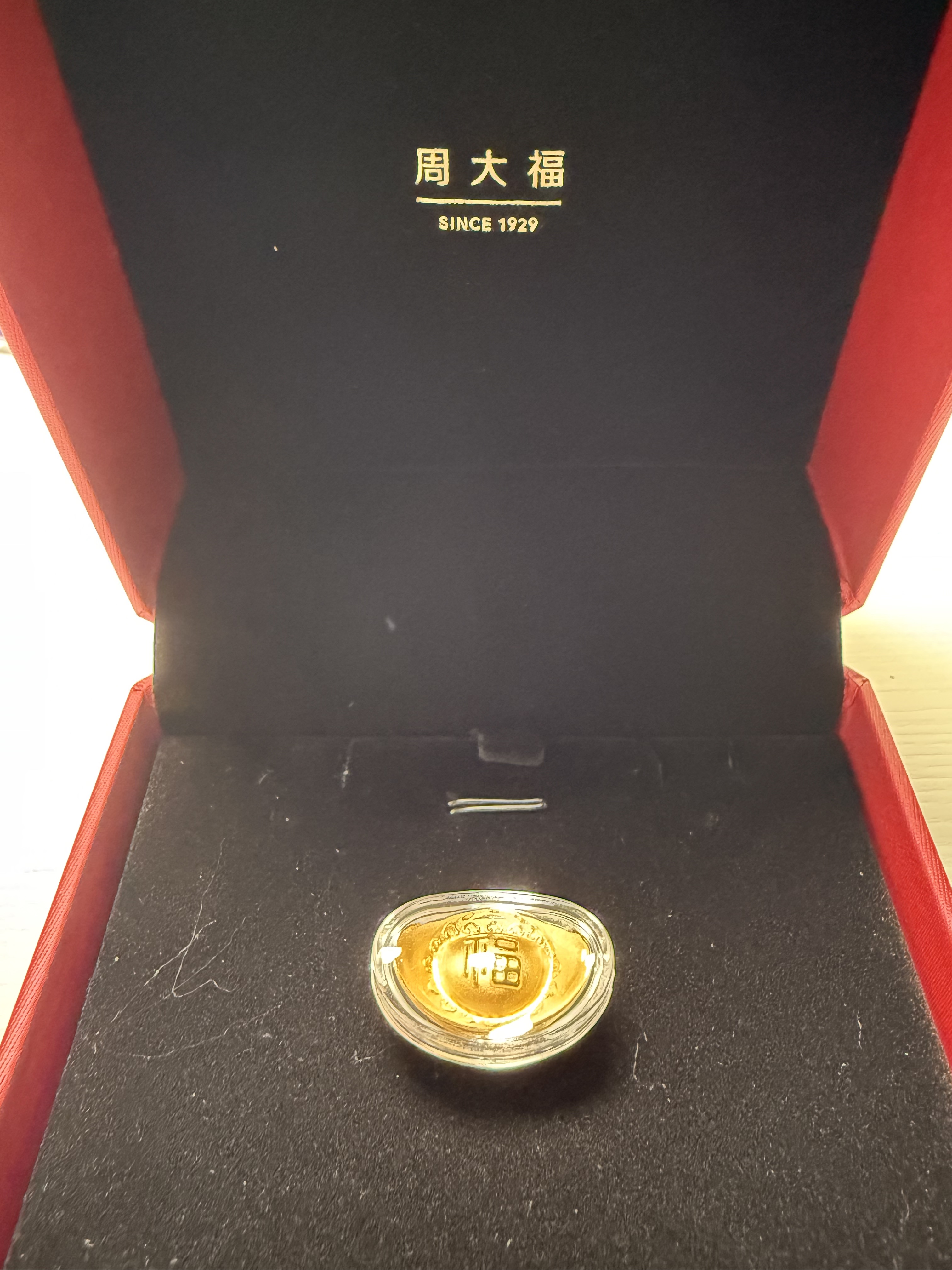 周大福足金黄金投资金元宝足金999.9吉祥福字金条EOI3计价收藏礼物