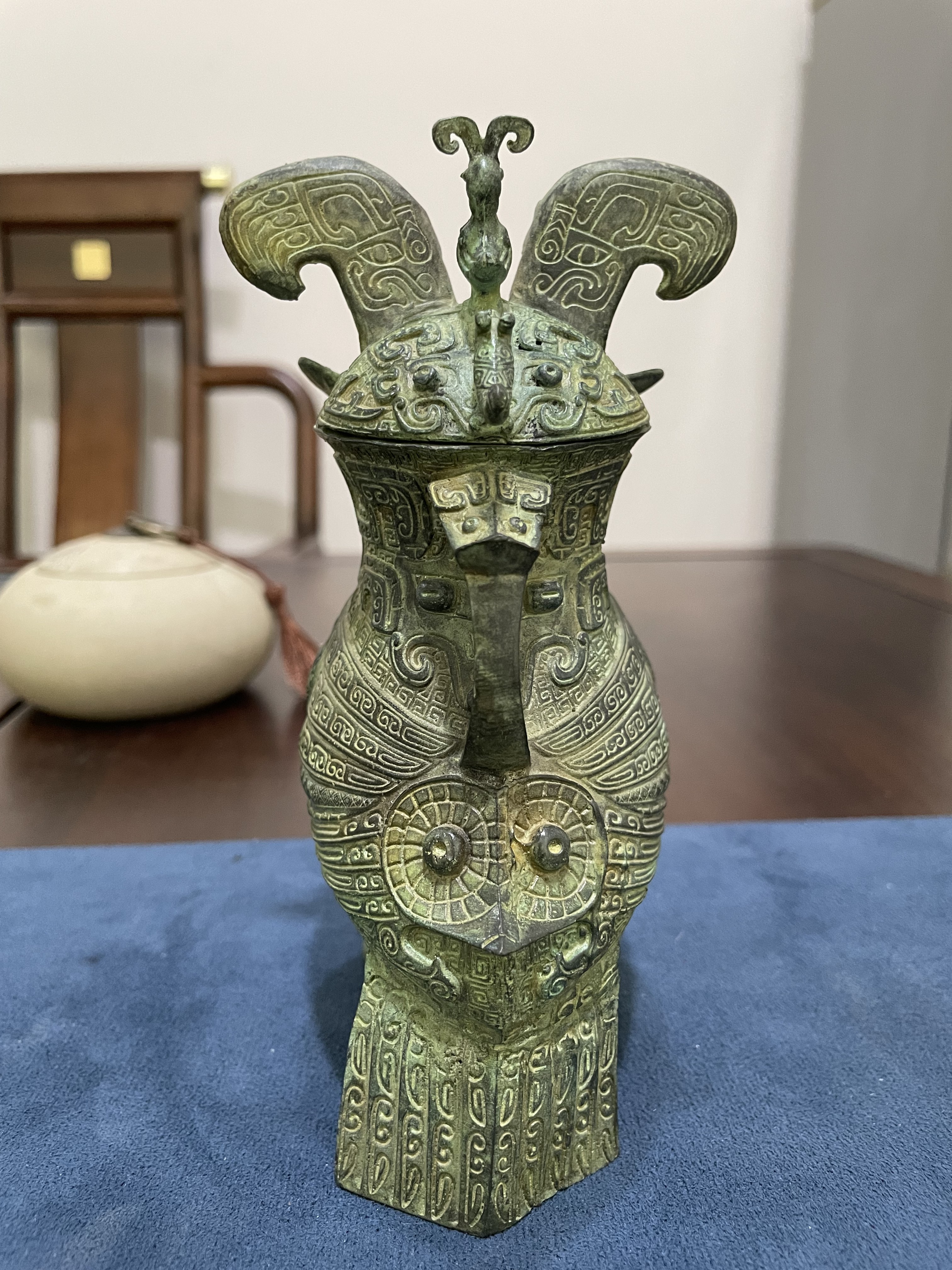 妇好鸮尊青铜枭尊鸟尊酒器仿古青铜器工艺礼品摆件会议礼品殷墟-淘宝