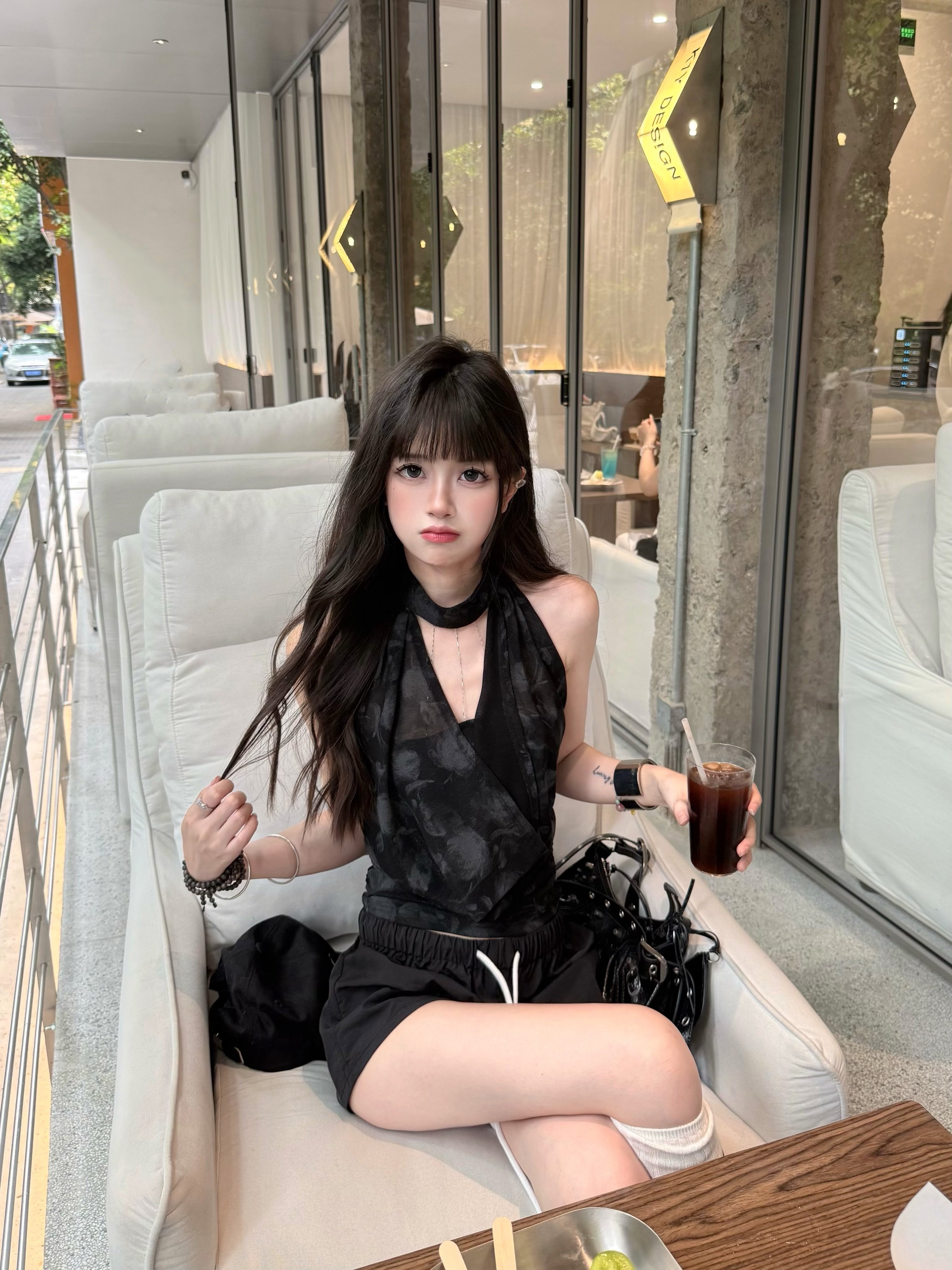 VIAPITTI夏季爆款链条荡领挂脖背心 收腰修身显瘦百搭 辣妹风与设计感并存