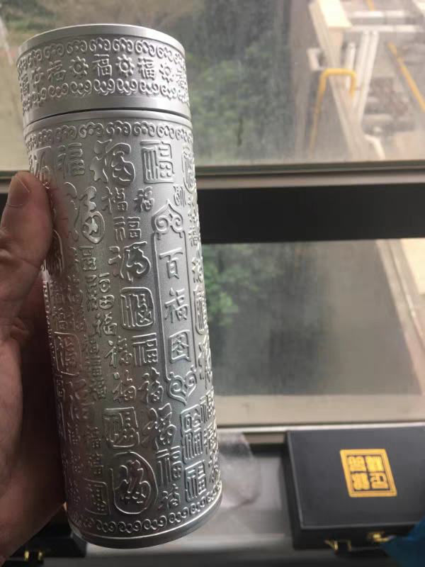 純銀內膽龍鳳呈祥水杯百福銀杯S999保溫杯編辰品牌龍鳳禮盒九龍浮雕錫杯