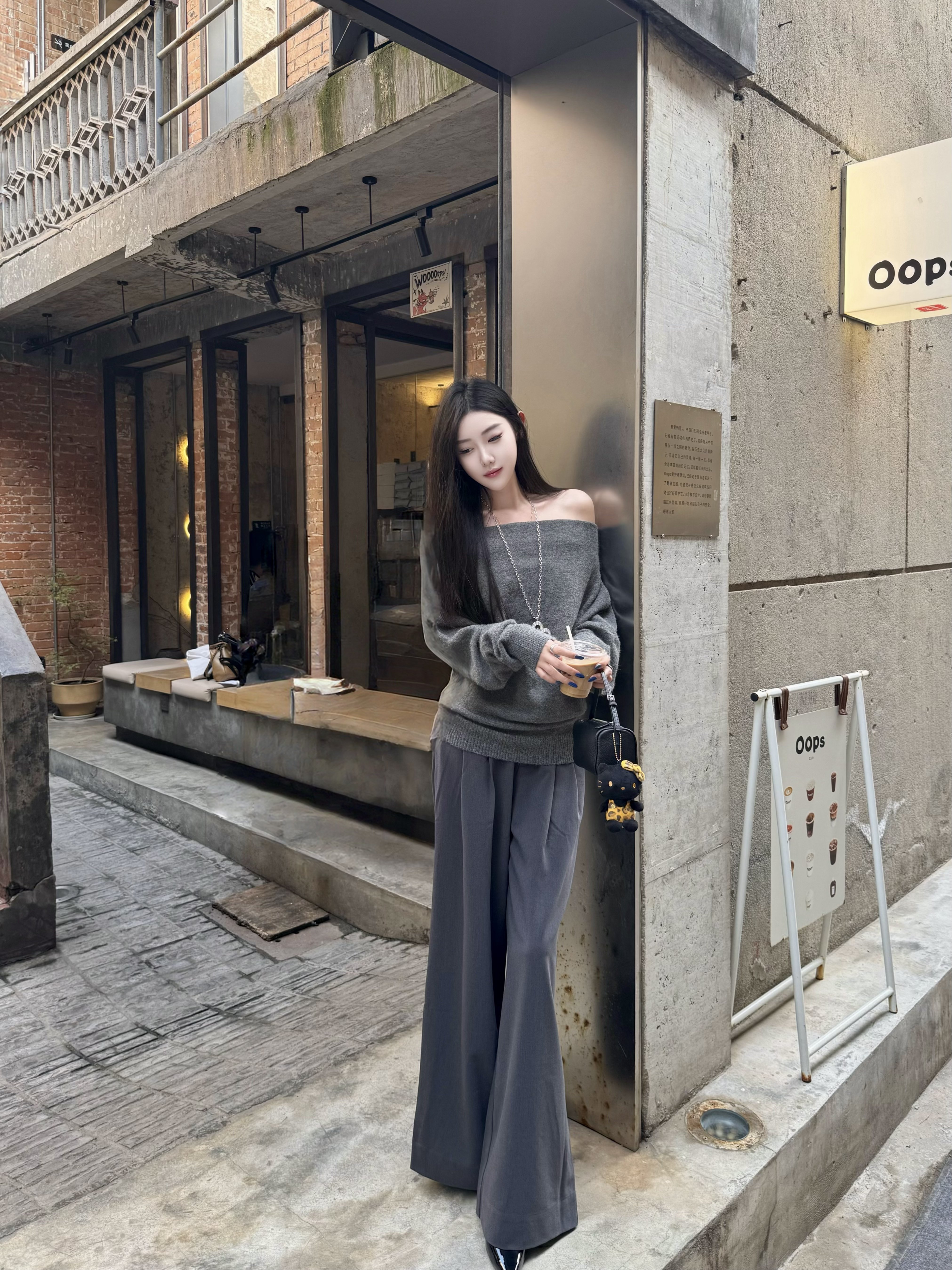 KENABSTUDIO春夏灰色阔腿西装裤 宽松垂感面料舒适有型