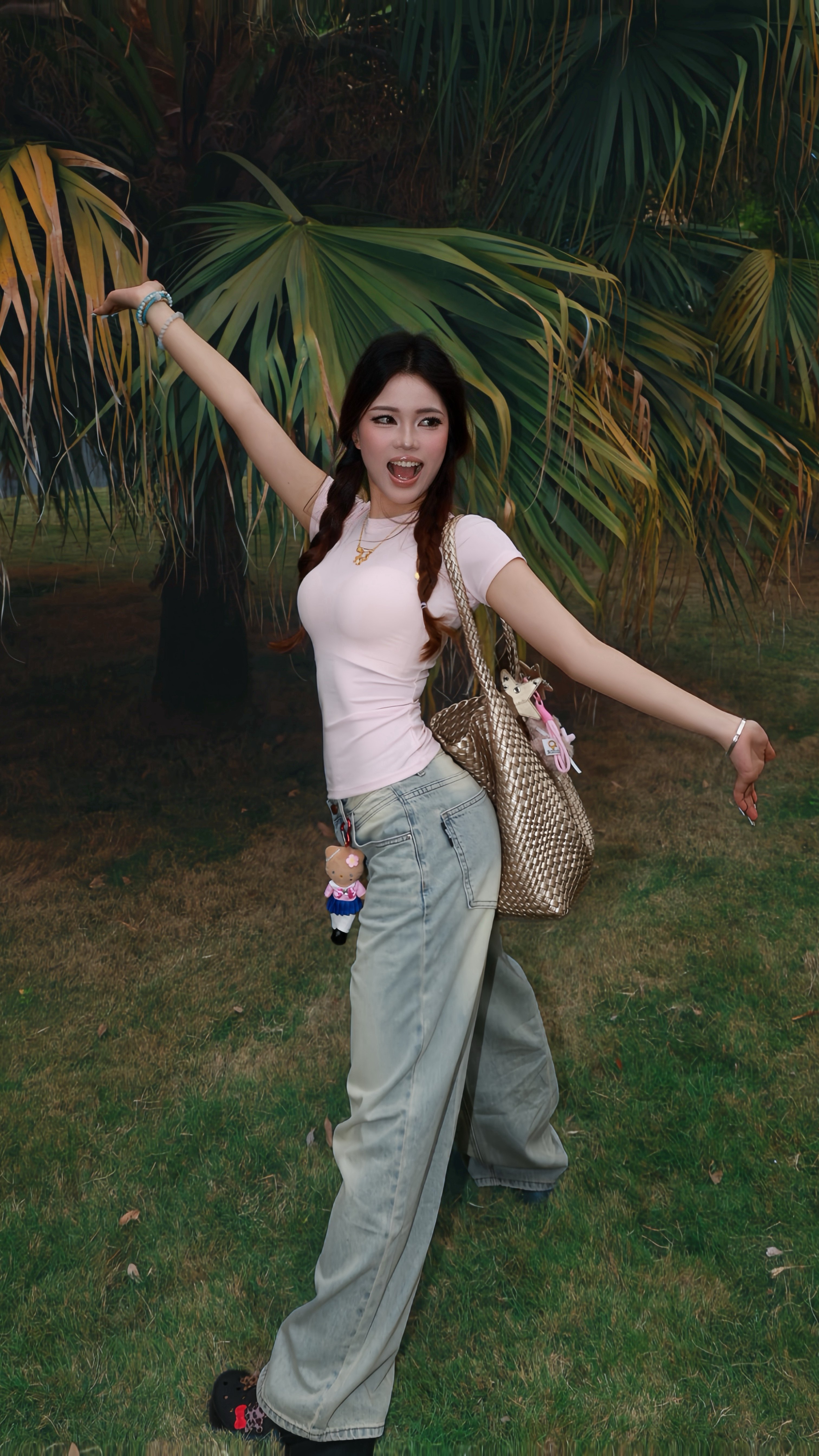 KENABSTUDIO春夏复古直筒牛仔裤 美式宽松拖地设计 阔腿裤型遮肉显瘦