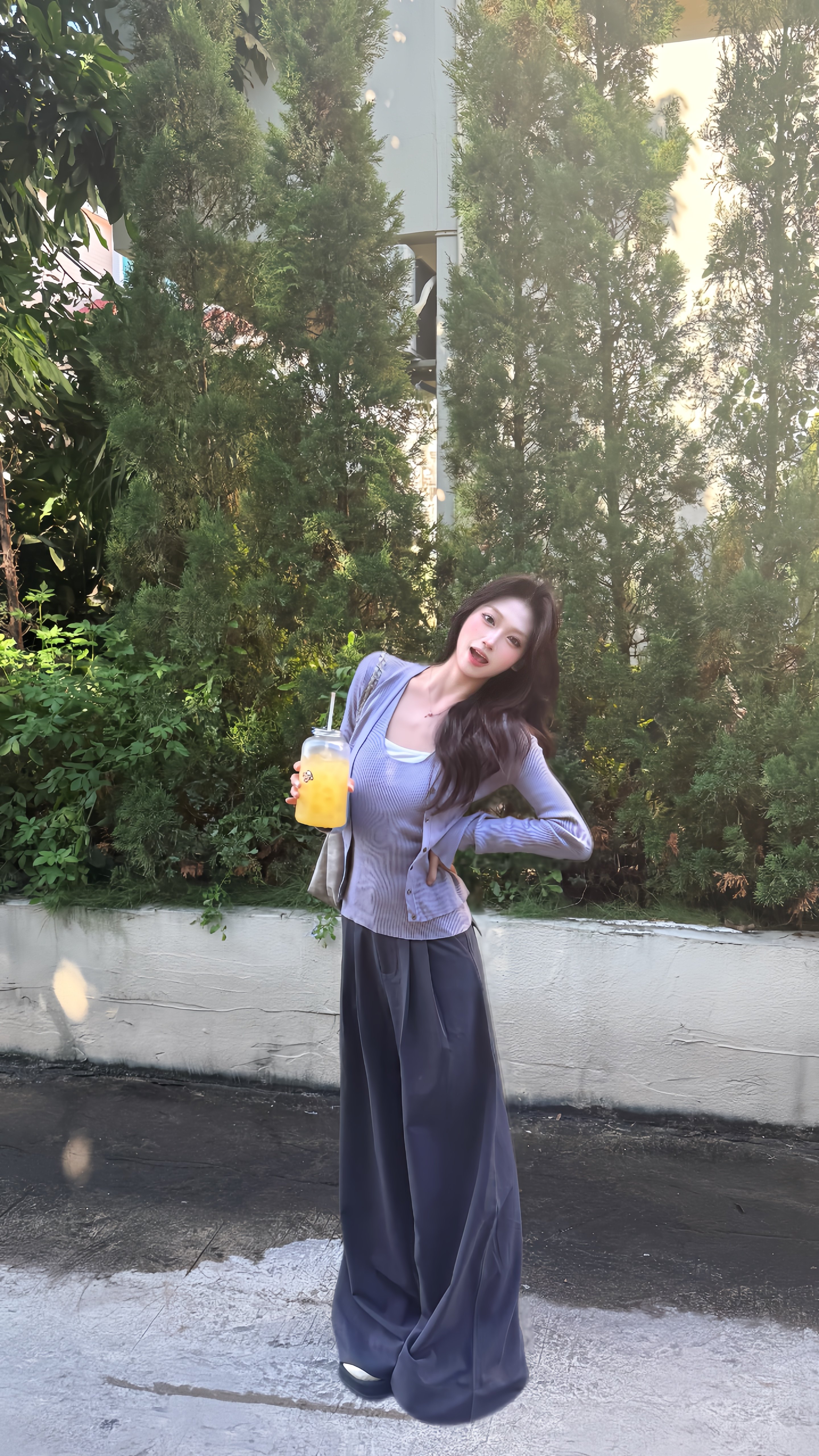 KENABSTUDIO春夏灰色阔腿西装裤 宽松垂感面料舒适有型