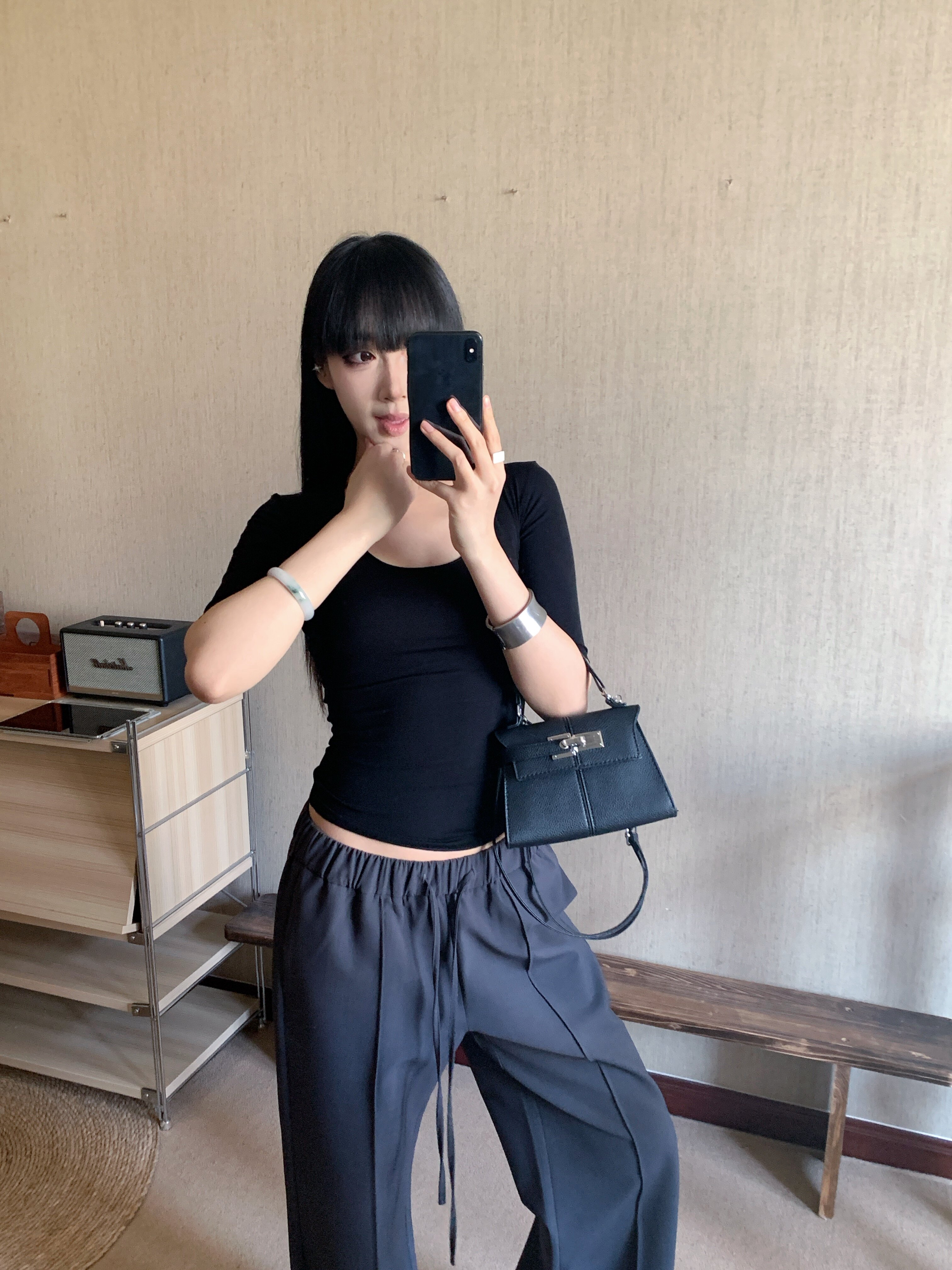 黑泽玄七2026春季新款微胖T恤 大U领设计修饰锁骨更显瘦 五分袖遮肉不勒手臂