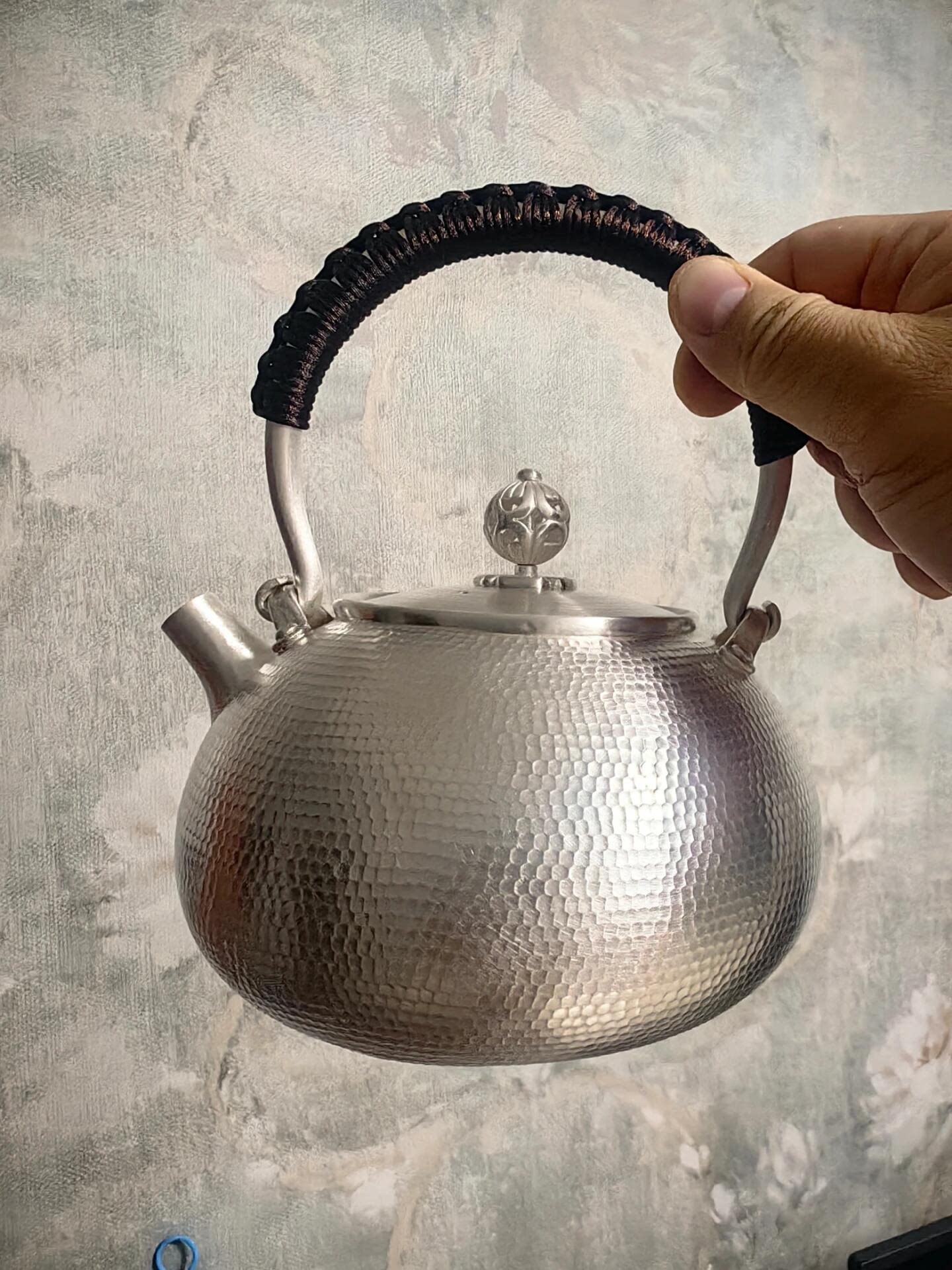 歸銀堂純銀手工燒水壺日本銀器泡茶茶具中式提樑防燙-Taobao-Tmall
