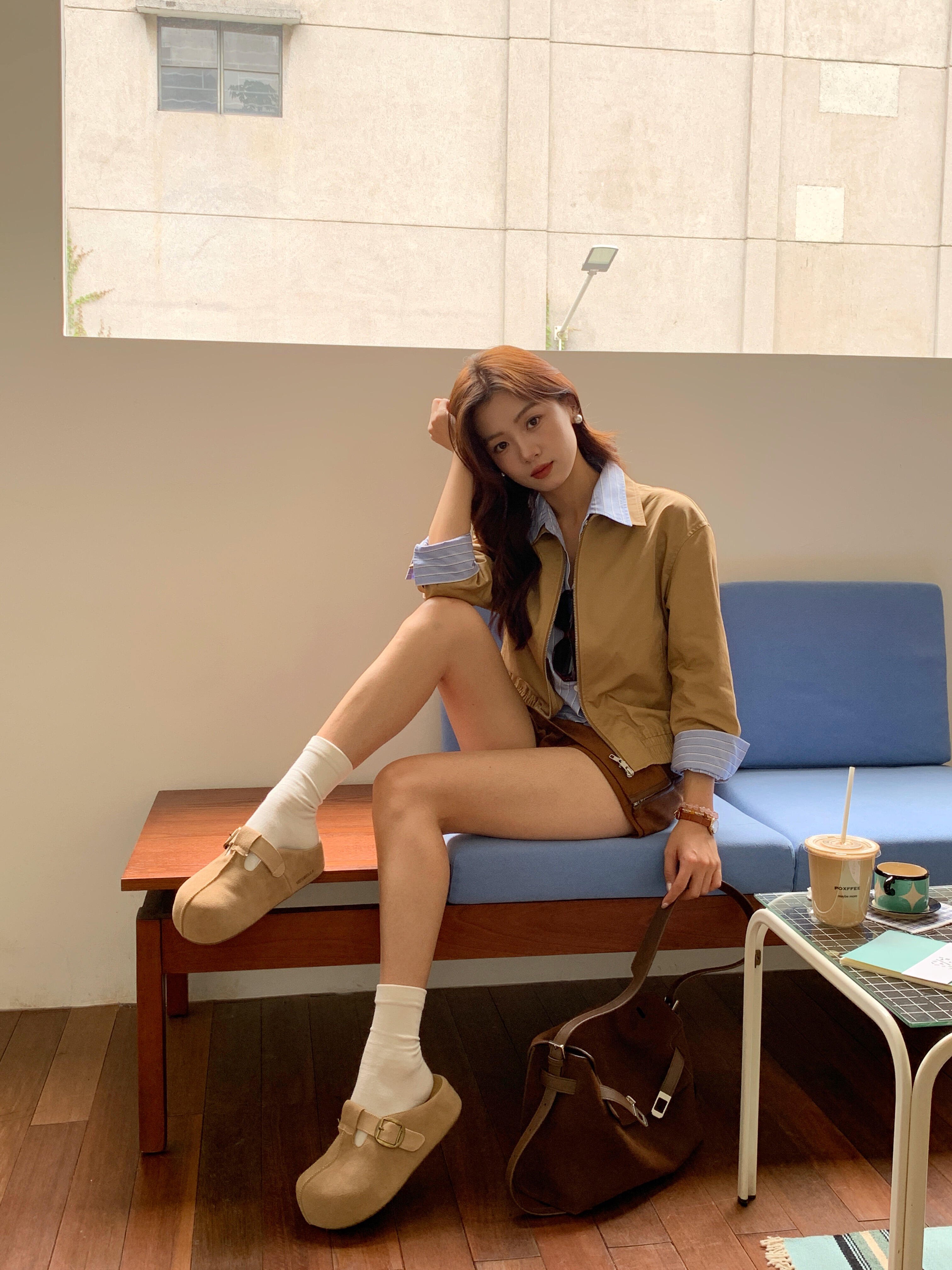 周雨彤同款百丽2代勃肯鞋 厚底花生吐司设计 软弹舒适如踩面包 包头可外穿休闲时髦