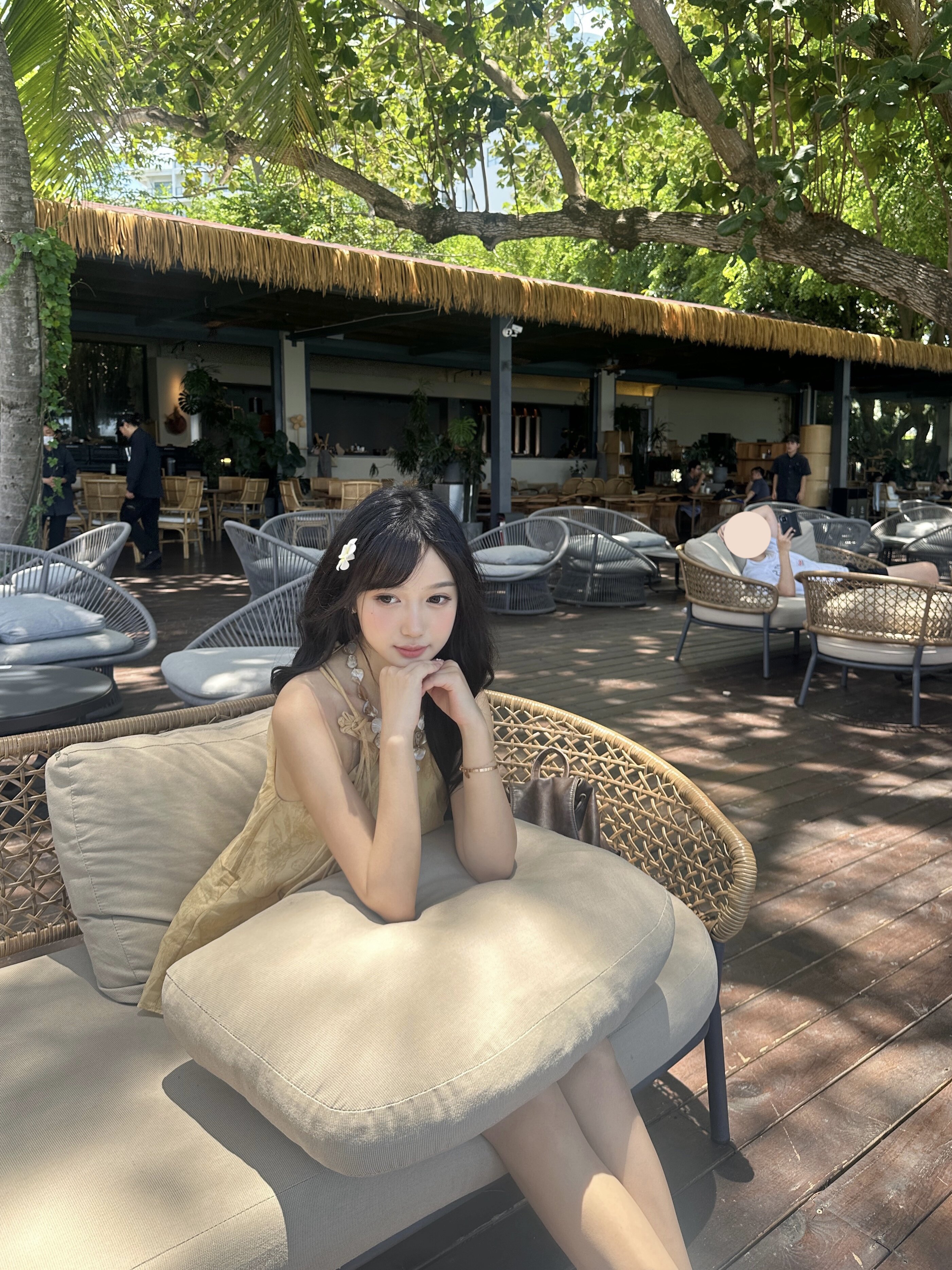 VIAPITTI夏季新中式蛋糕裙 暗纹花卉设计高级显瘦 宽松版型遮肉舒适