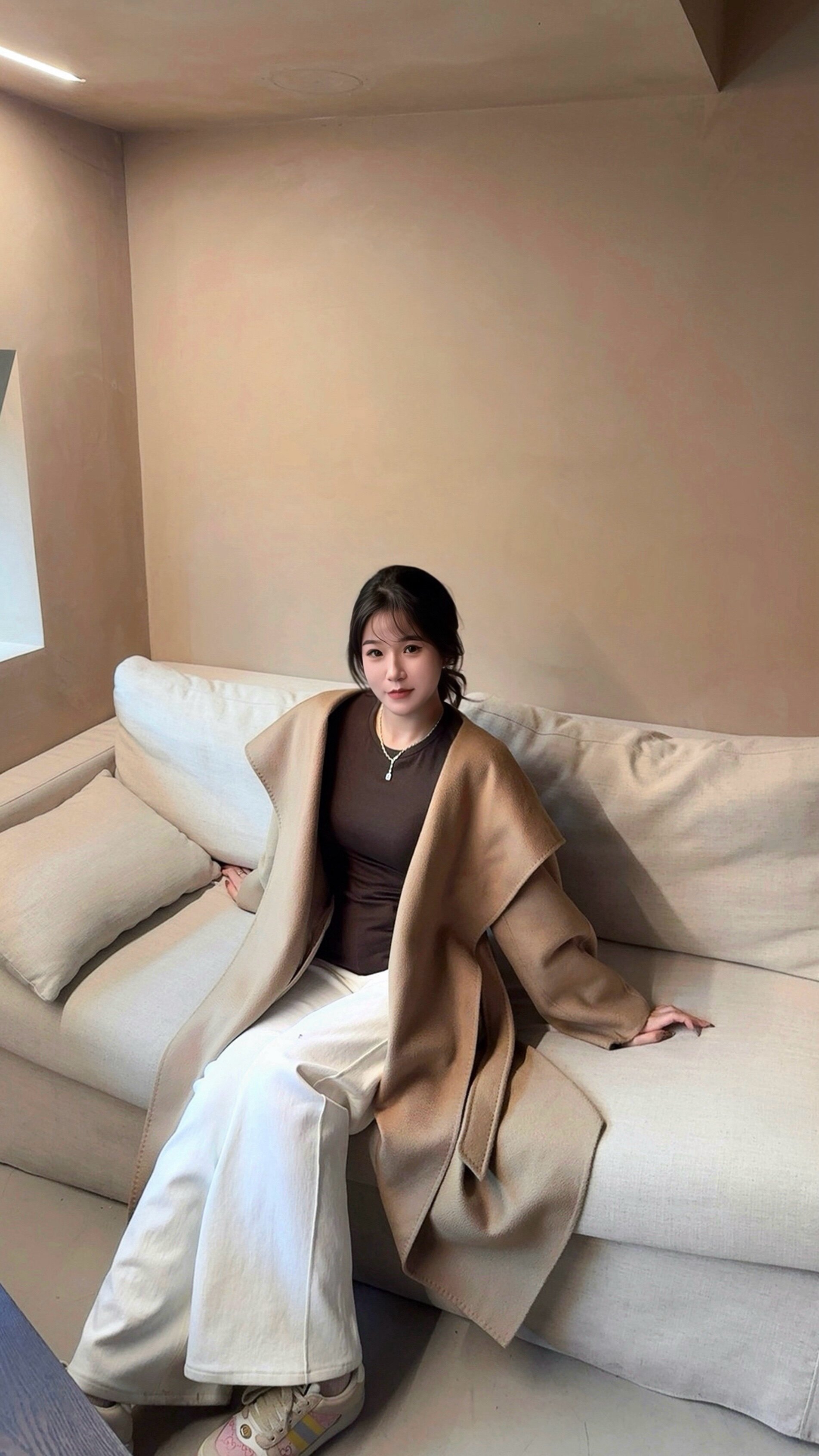 JIUCHIC|M家Rienza大翻领双面水波纹山羊绒大衣
