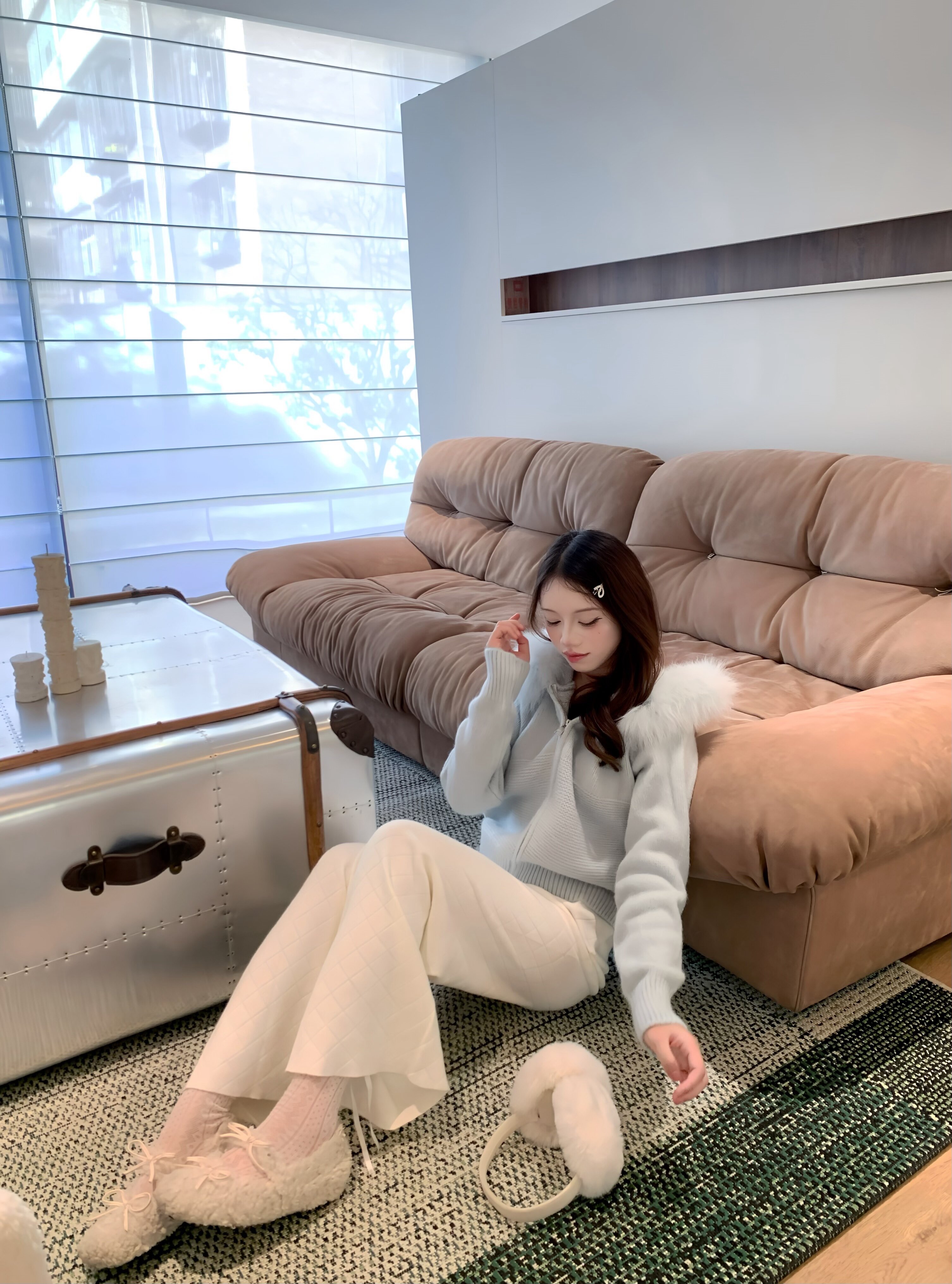 Kikimy「入春裤王」重磅机织格纹针织裤：高腰垂感的百搭显瘦美学