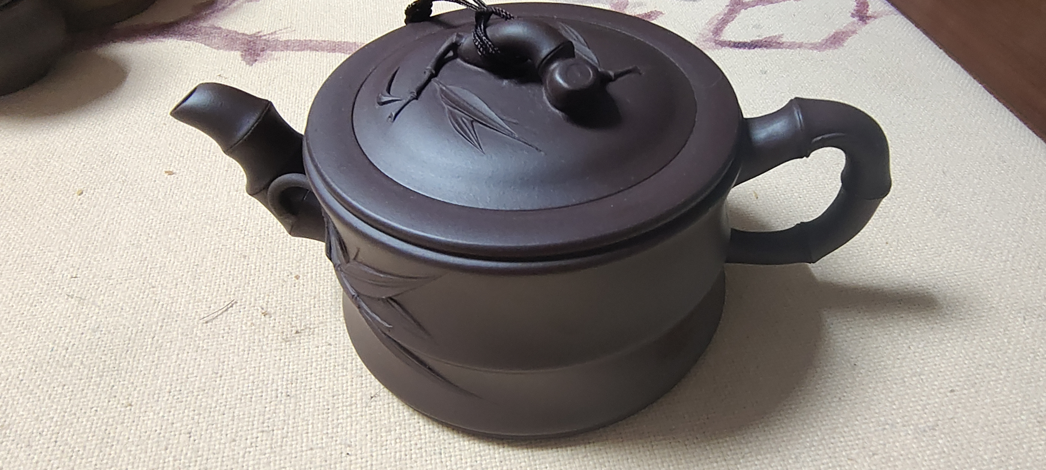 宜興純手工紫砂壺竹段造型紫砂茶壺大容量中式茶具家用紫砂單壺手工竹節茶具