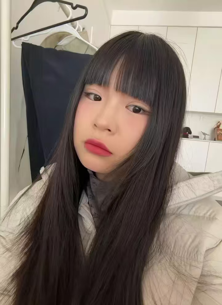 真我黑长直漫画齐刘海假发套 全真发整顶设计 自然隐形无痕贴合 长发飘逸顺滑