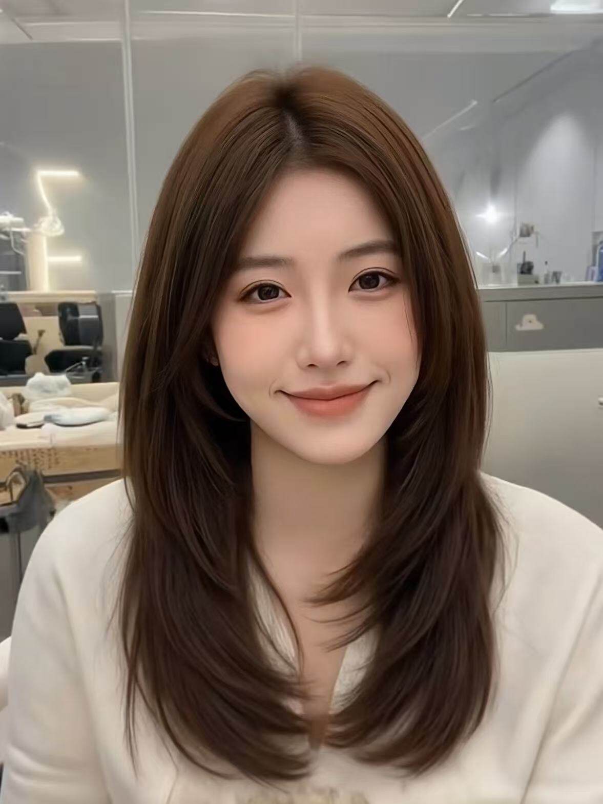 唯俏真人发丝全头套假发 层次感偏分锁骨发设计 随意分缝自然逼真