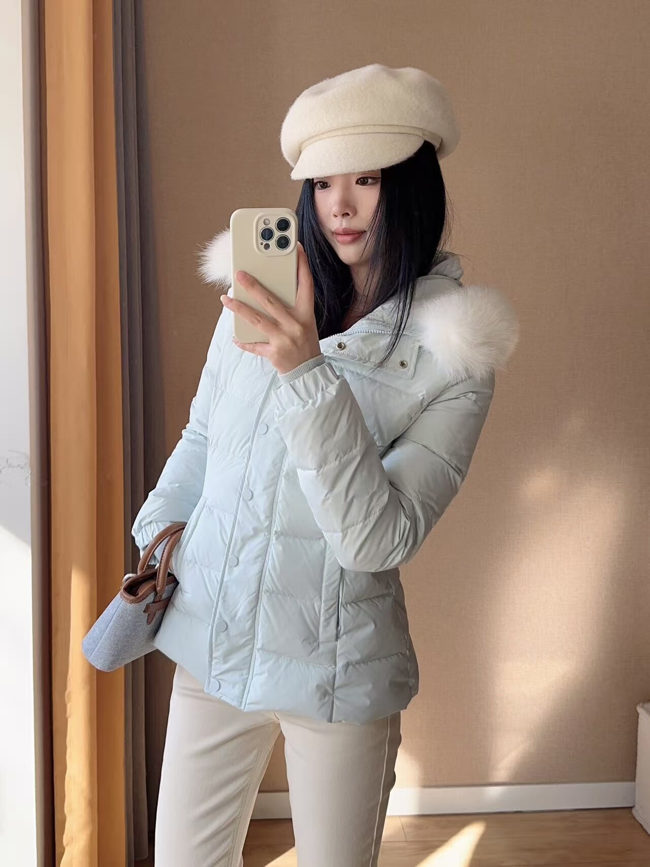 RUOYU若语半永久韩女裤 加绒修身设计保暖不臃肿 高腰小脚裤型拉长比例