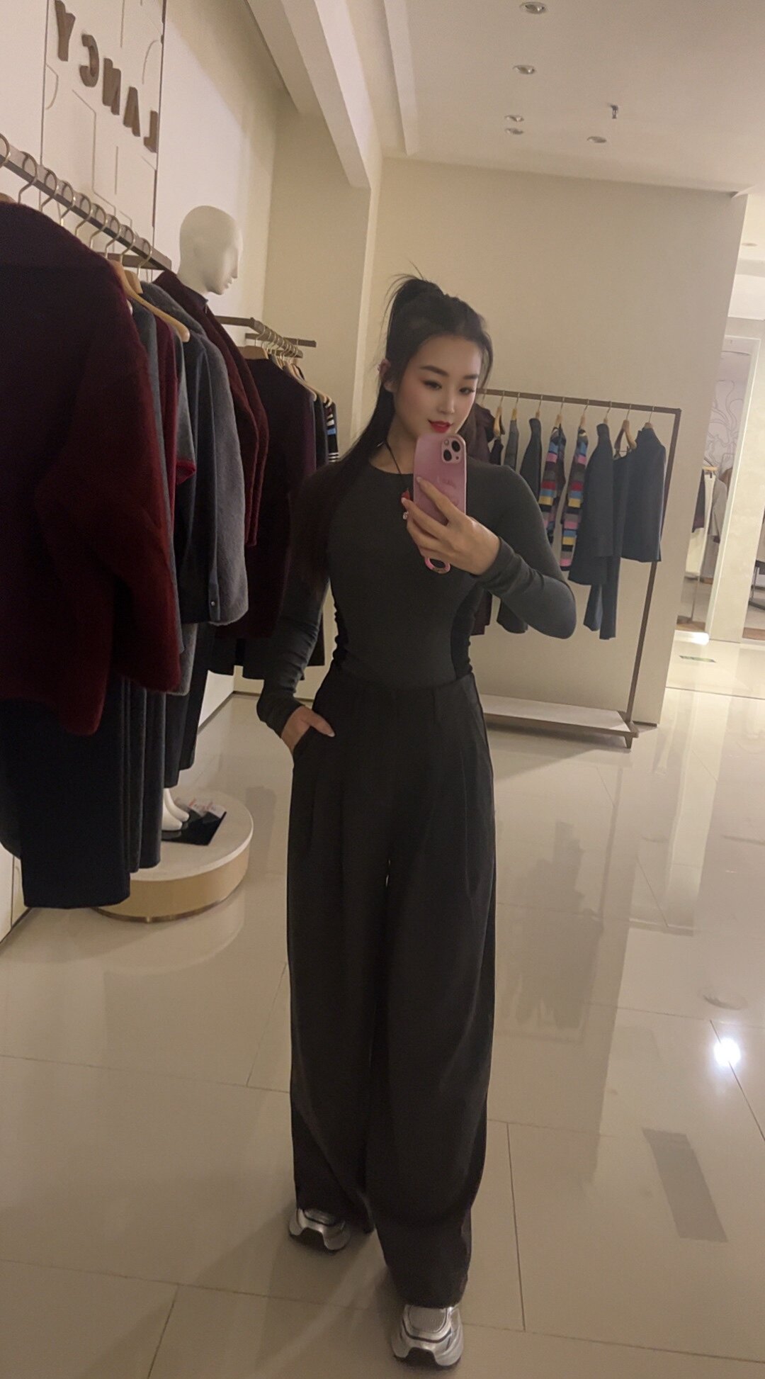 KENABSTUDIO春夏灰色阔腿西装裤 宽松垂感面料舒适有型