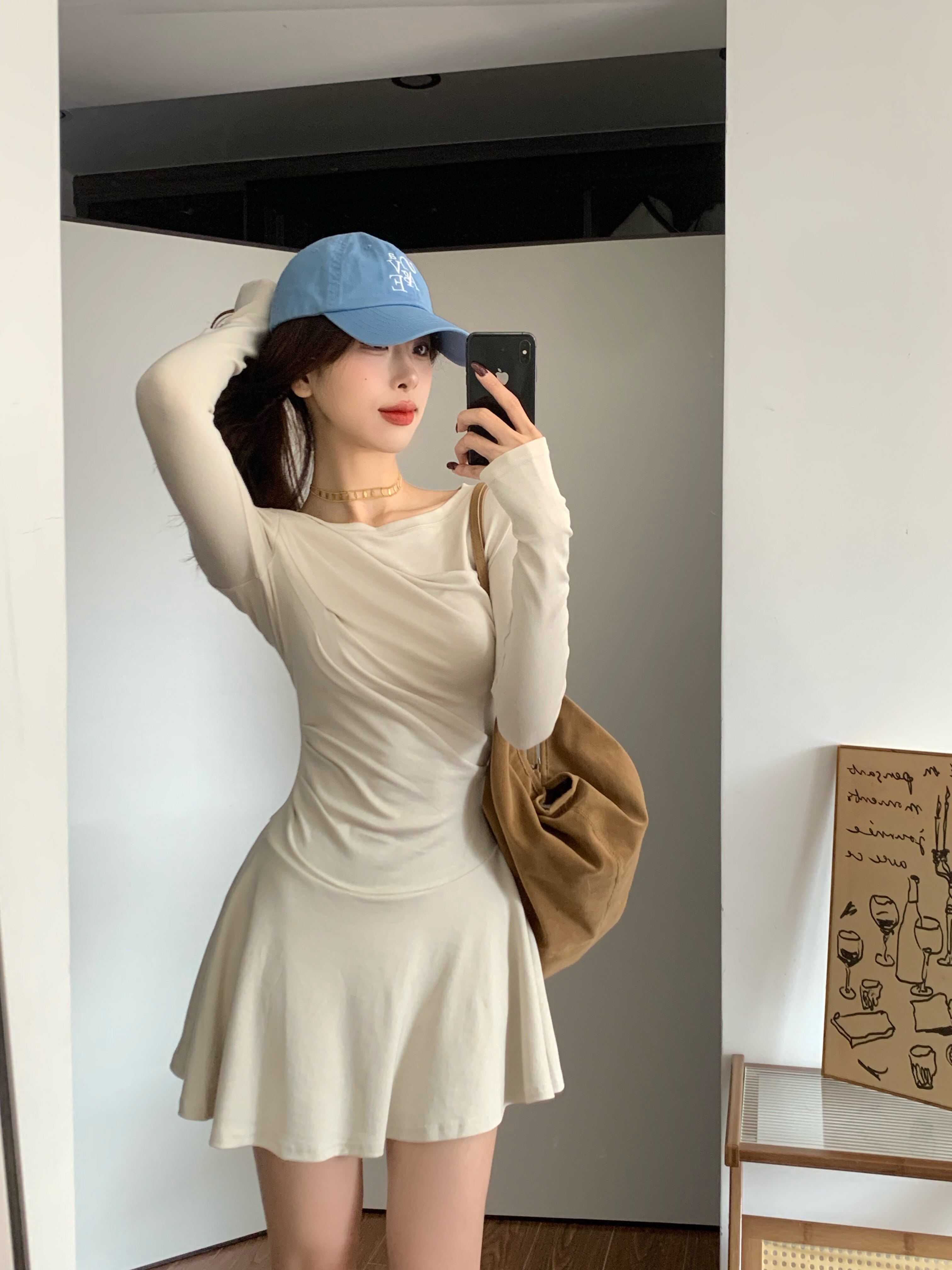 黑泽玄七2026早春新款胖mm收腰针织连衣裙：褶皱遮肉的显瘦自信美学