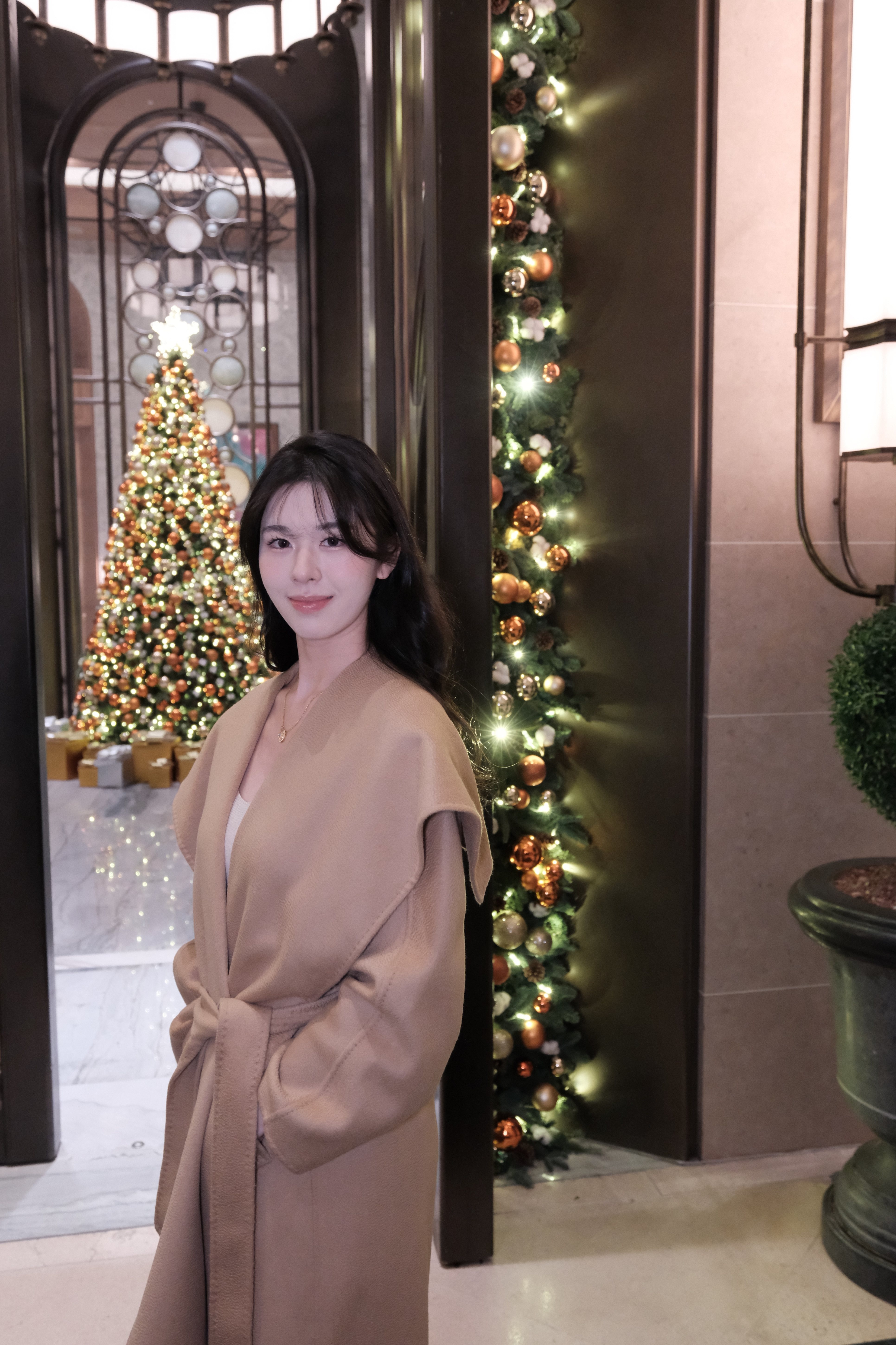 JIUCHIC|M家Rienza大翻领双面水波纹山羊绒大衣
