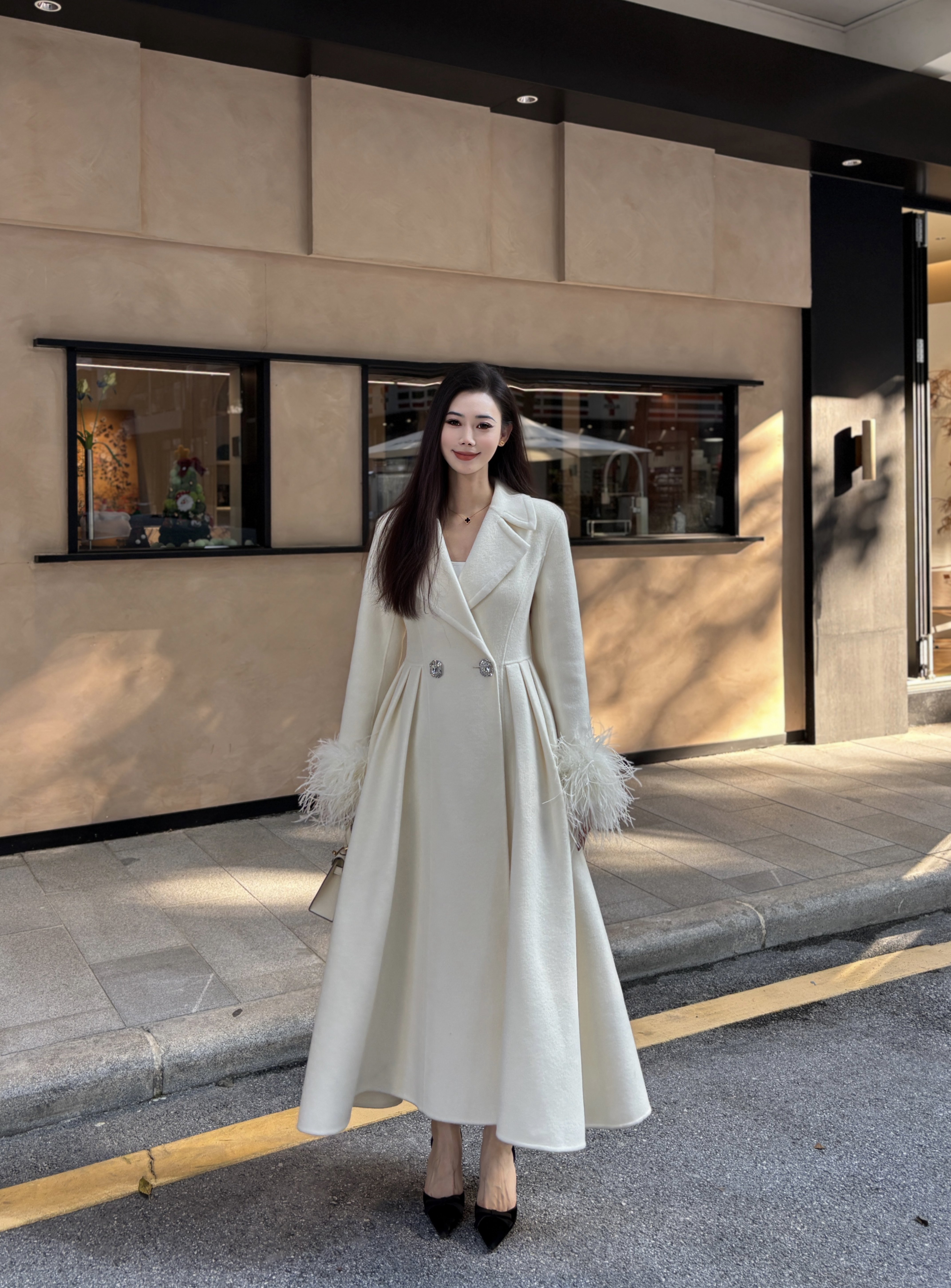 徐如蓝同款Maison Wester冬季千金风大衣，毛呢双面呢H型廓形不挑身材