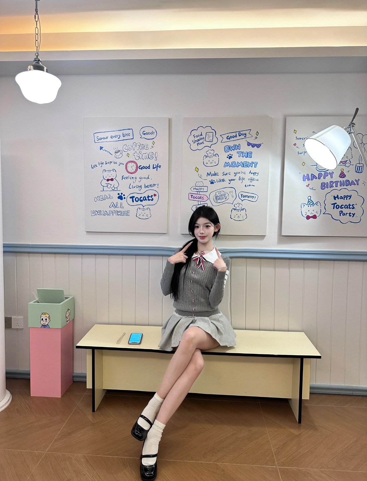 RR studio韩系甜妹polo领针织衫 蝴蝶结设计可爱减龄 短裙