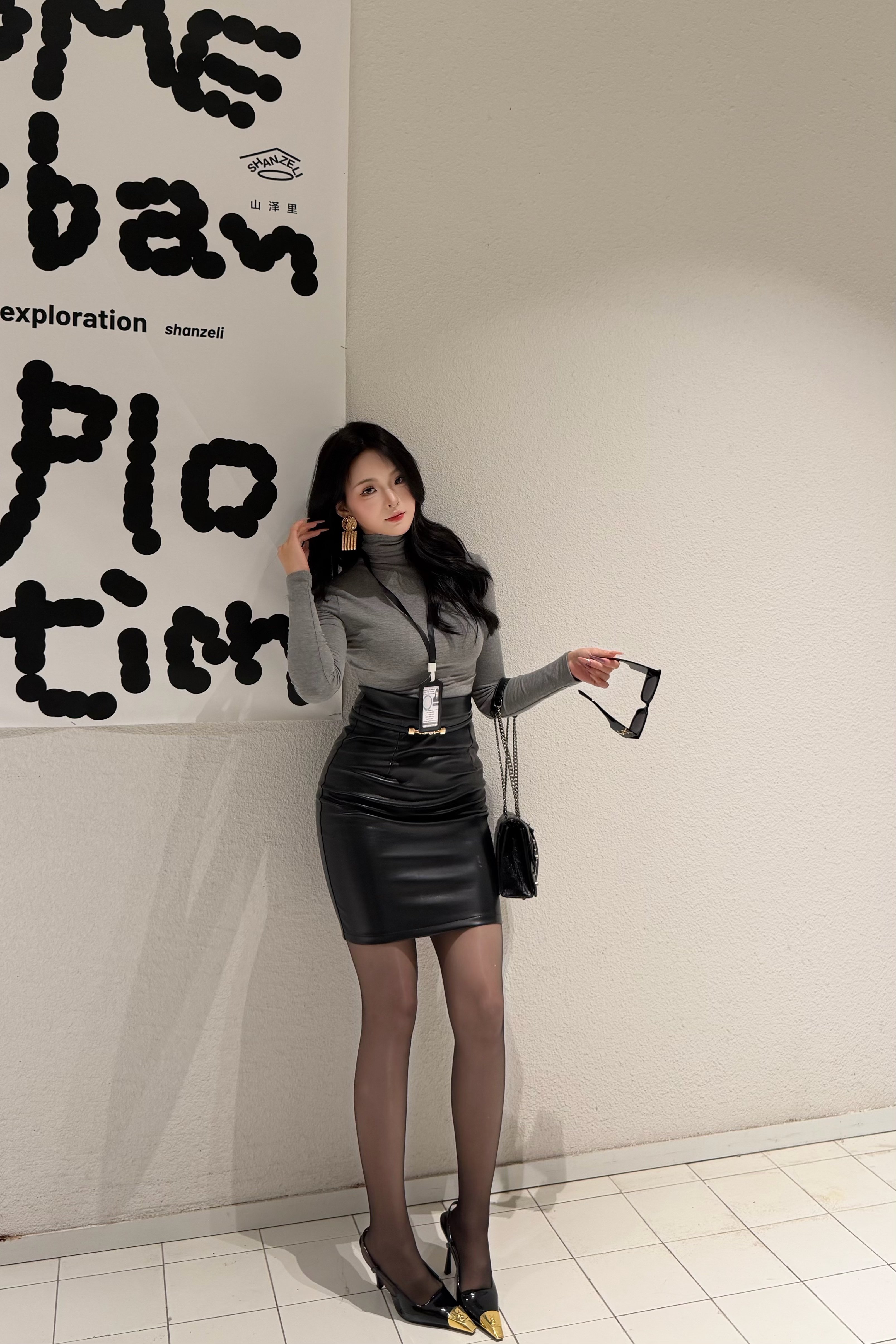 Young Girl Day韩系纯欲OL风 高腰显瘦PU皮包臀裙 中长款遮肉不压身高