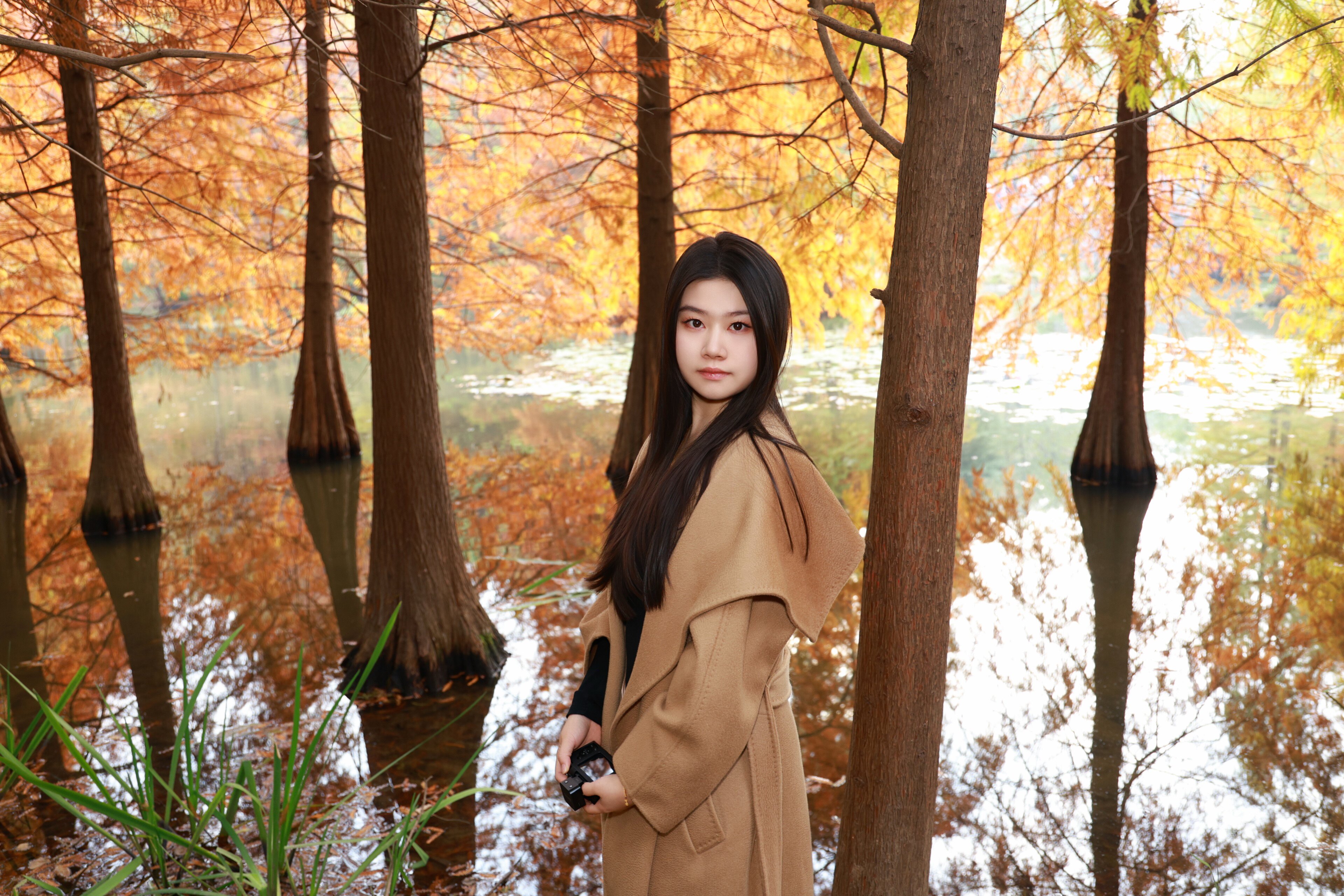 JIUCHIC|M家Rienza大翻领双面水波纹山羊绒大衣