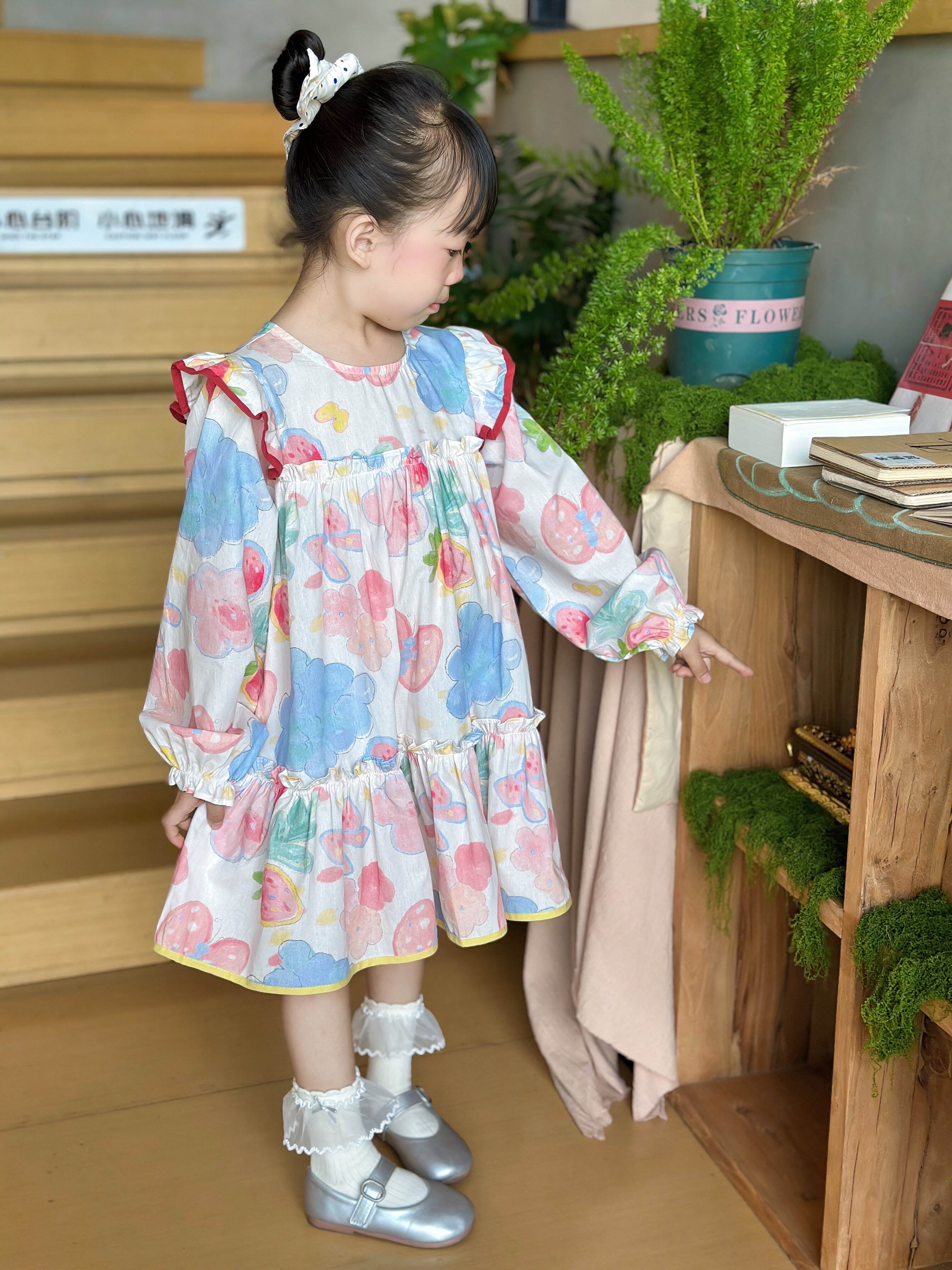 Customer photo for Blue-Pink Floral, 130cm