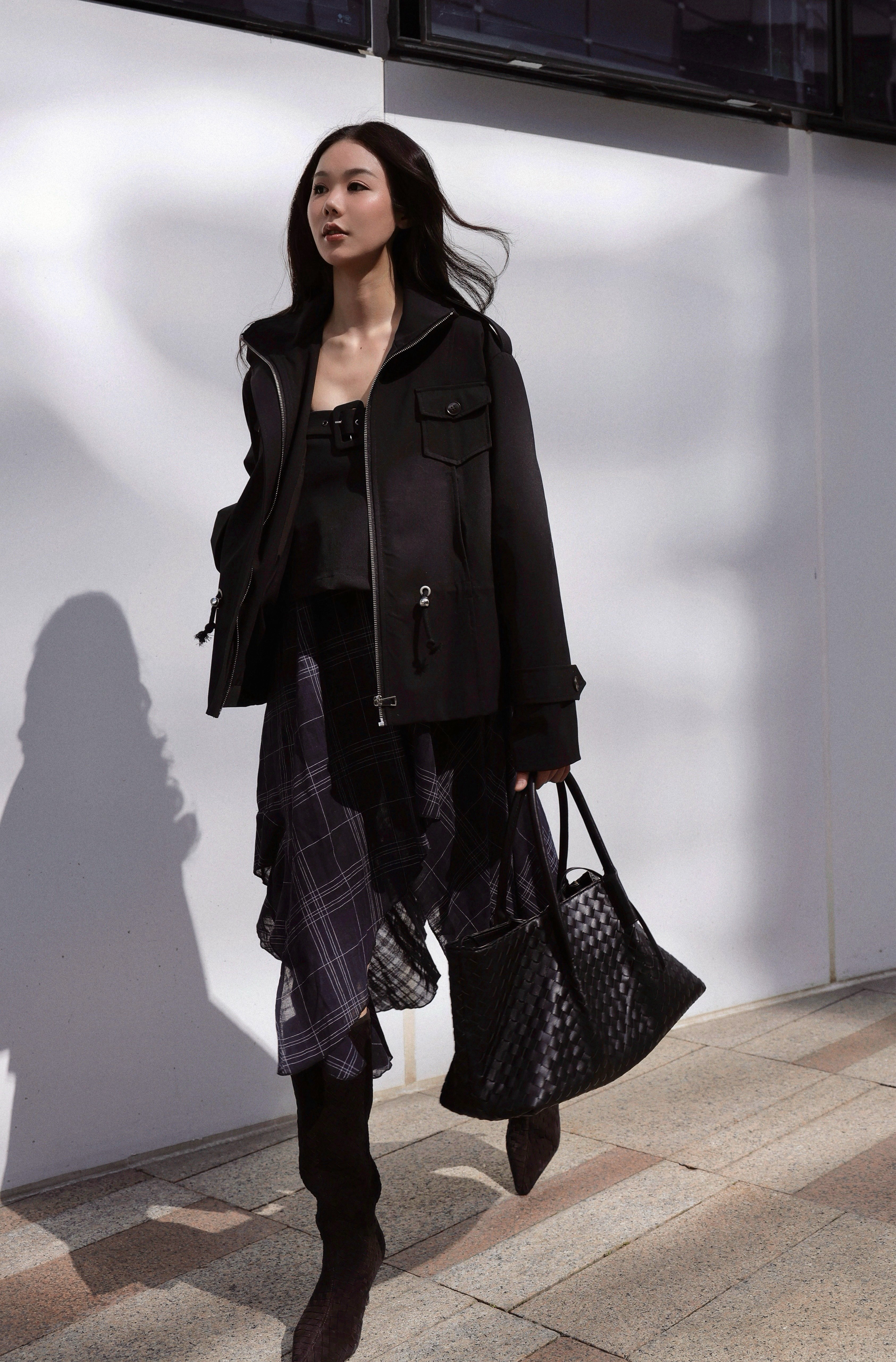 Le' Murmure冬季时尚羊反绒长筒靴堆堆设计慵懒随性 高跟拉长腿部比例