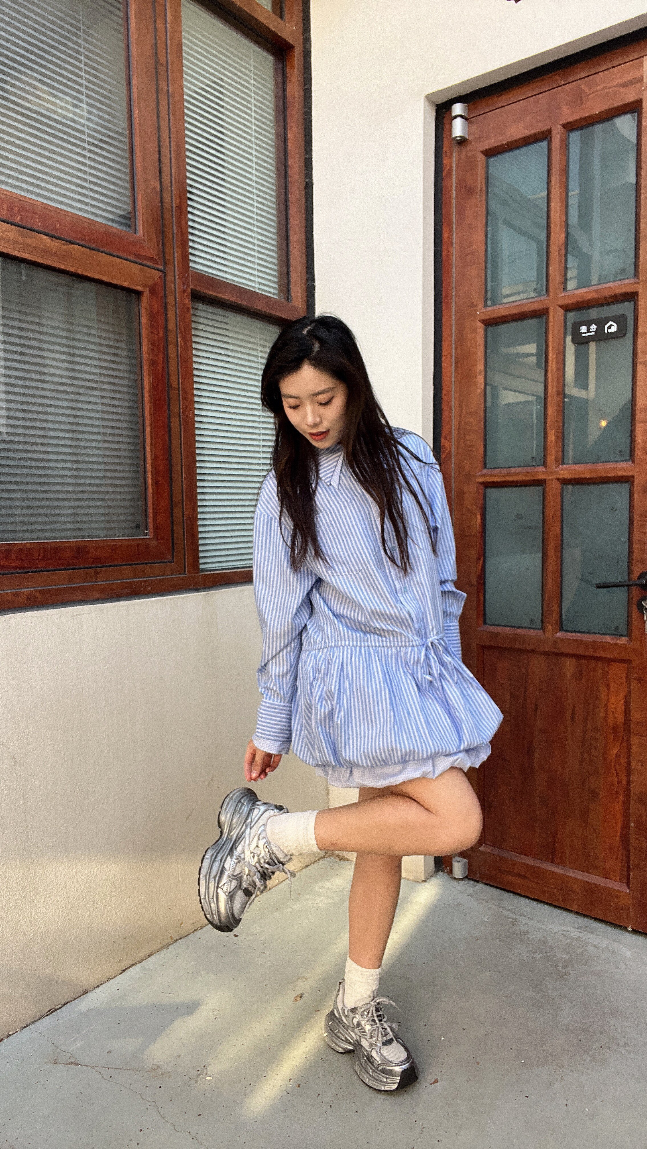 迪丽热巴同款骆驼银月老爹鞋 银色厚底设计拉长比例 增高显瘦不累脚