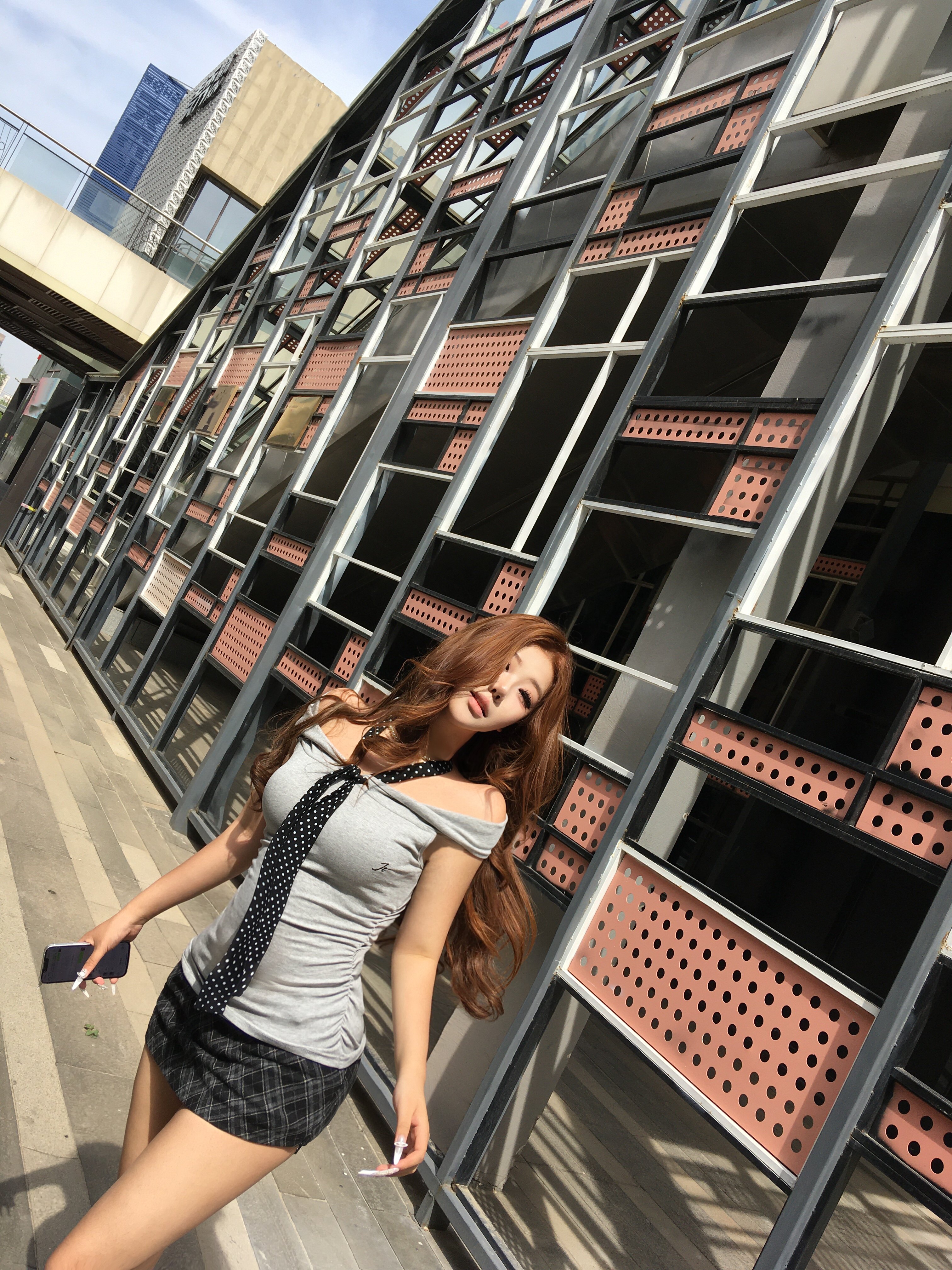 SiCii复古韩系低腰包臀裙 格纹短裙显瘦辣妹风 防走光侧拉链毛呢质感高级