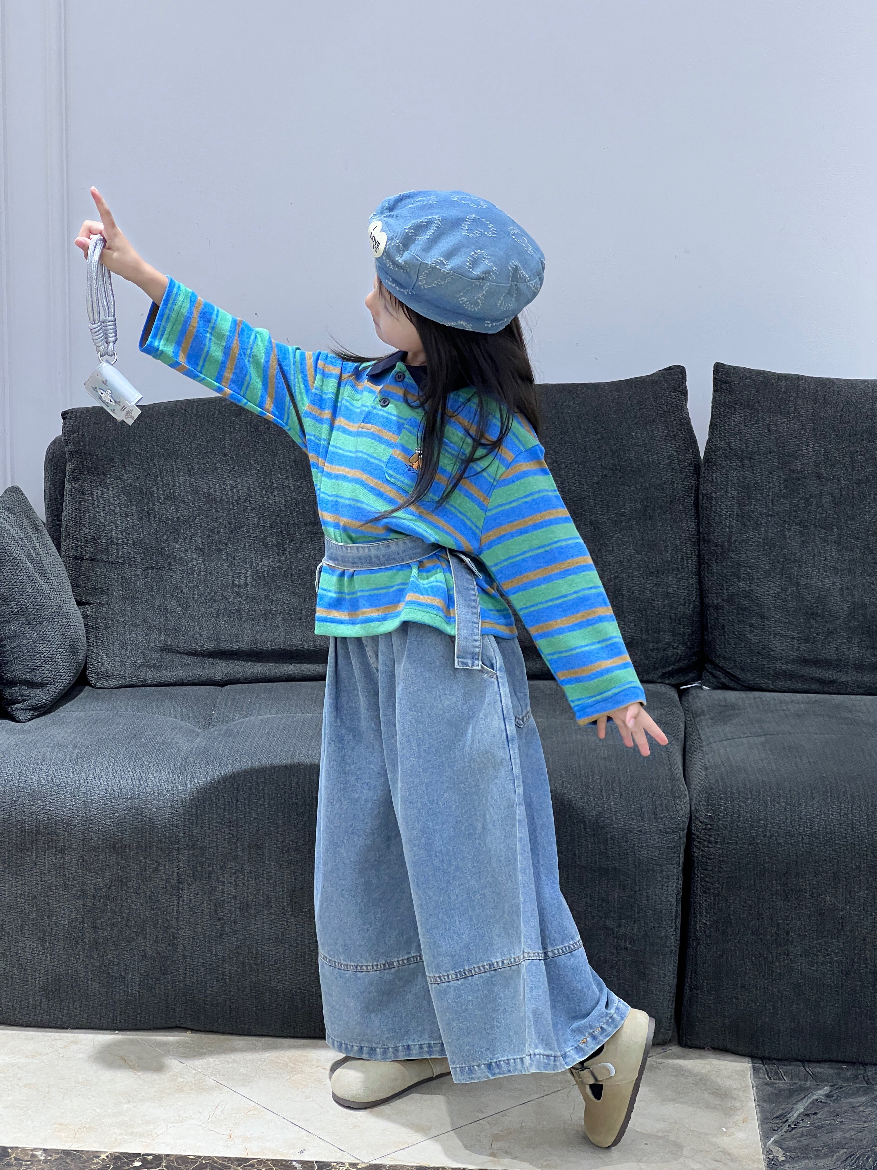 Customer photo for Blue Striped Polo, 110cm
