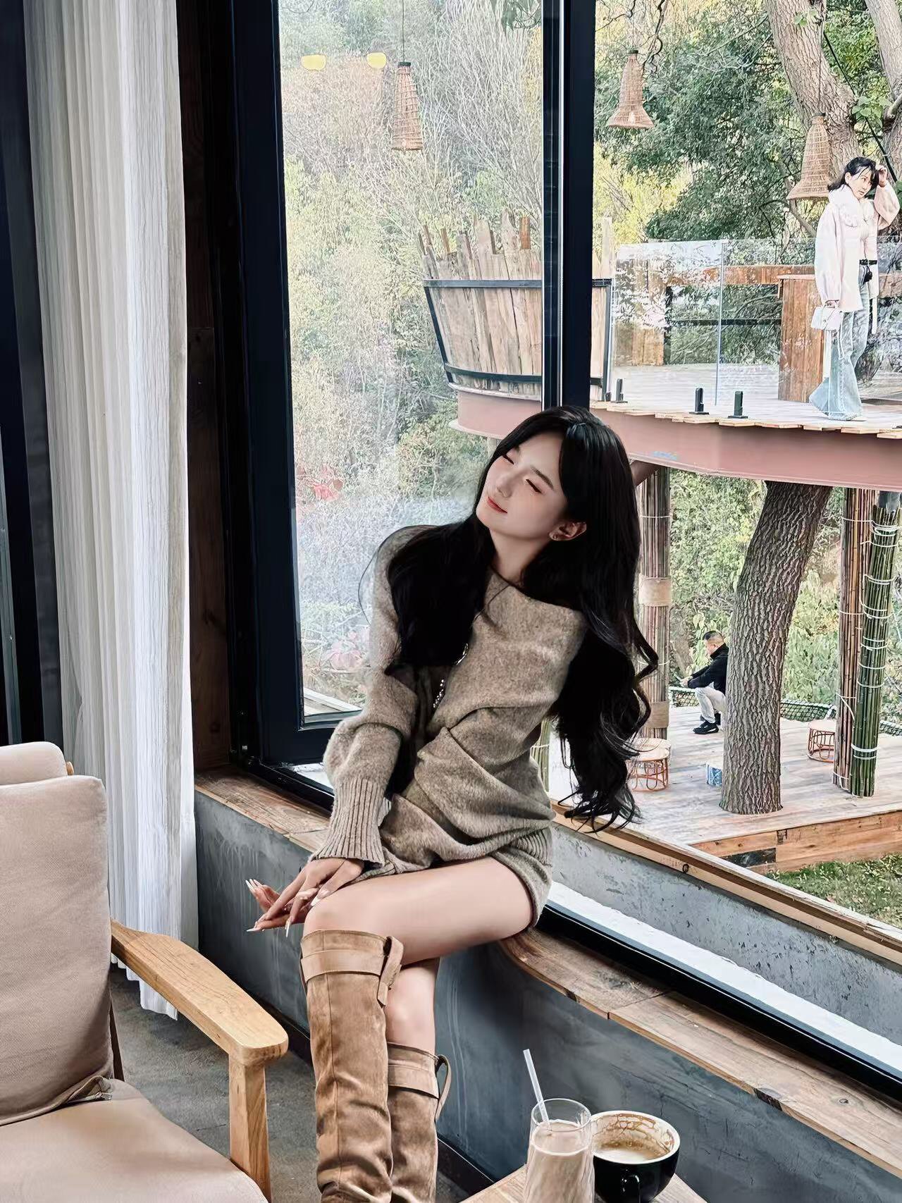 骄屿女鞋真皮尖头细跟显瘦长靴：堆堆褶皱的又甜又飒美学