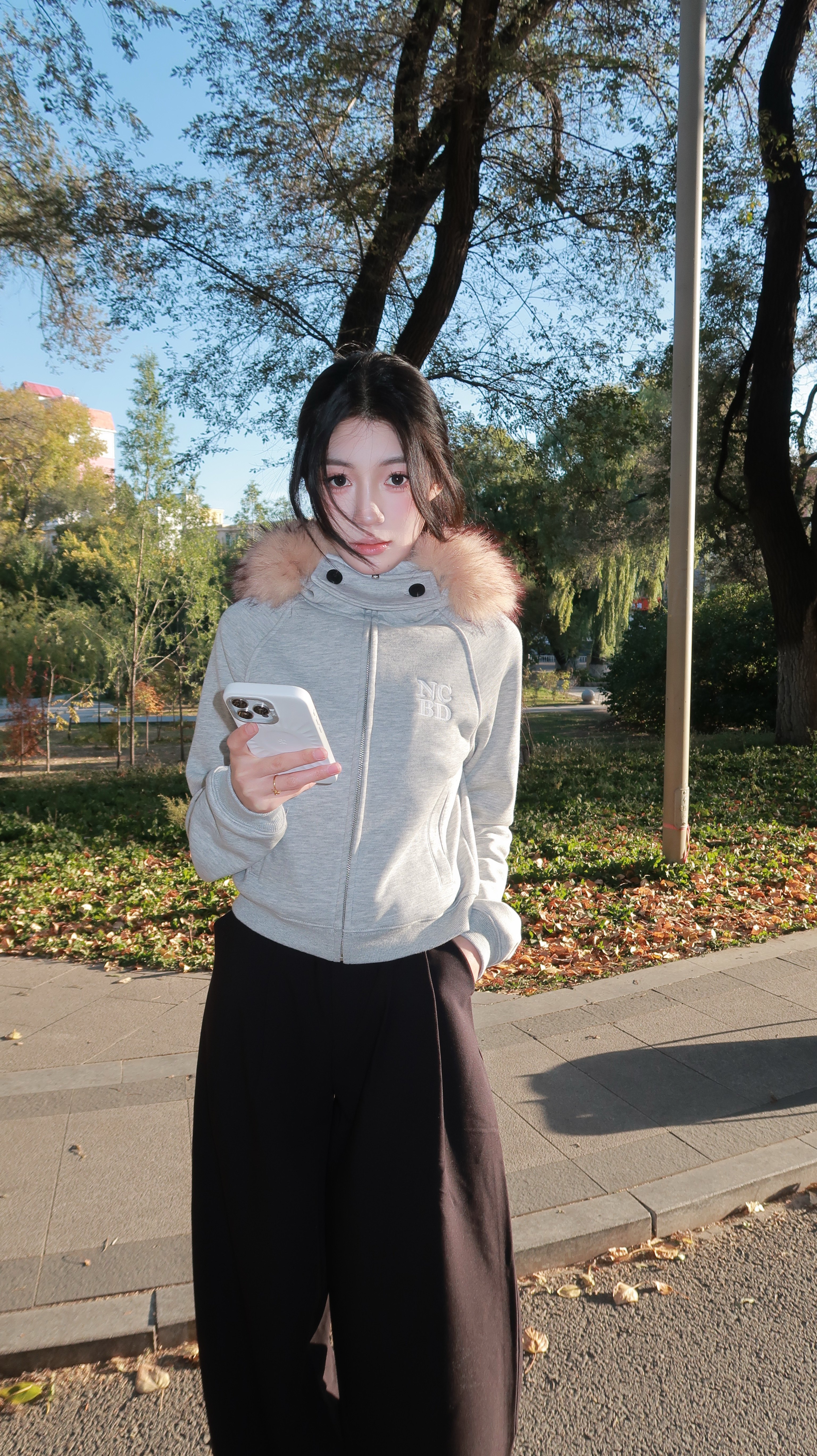 KENABSTUDIO春夏灰色阔腿西装裤 宽松垂感面料舒适有型