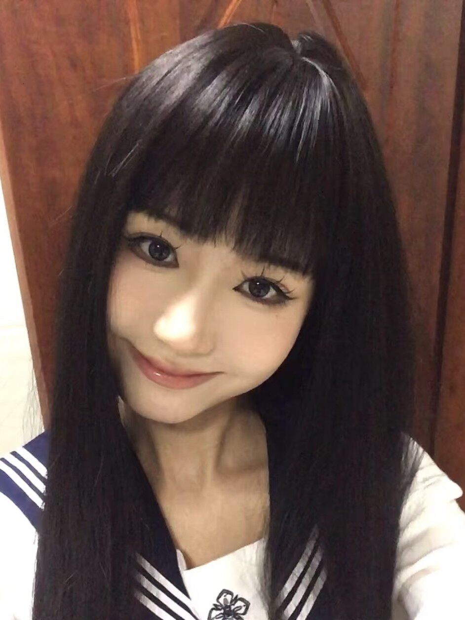 真我黑长直漫画齐刘海假发套 全真发整顶设计 自然隐形无痕贴合 长发飘逸顺滑