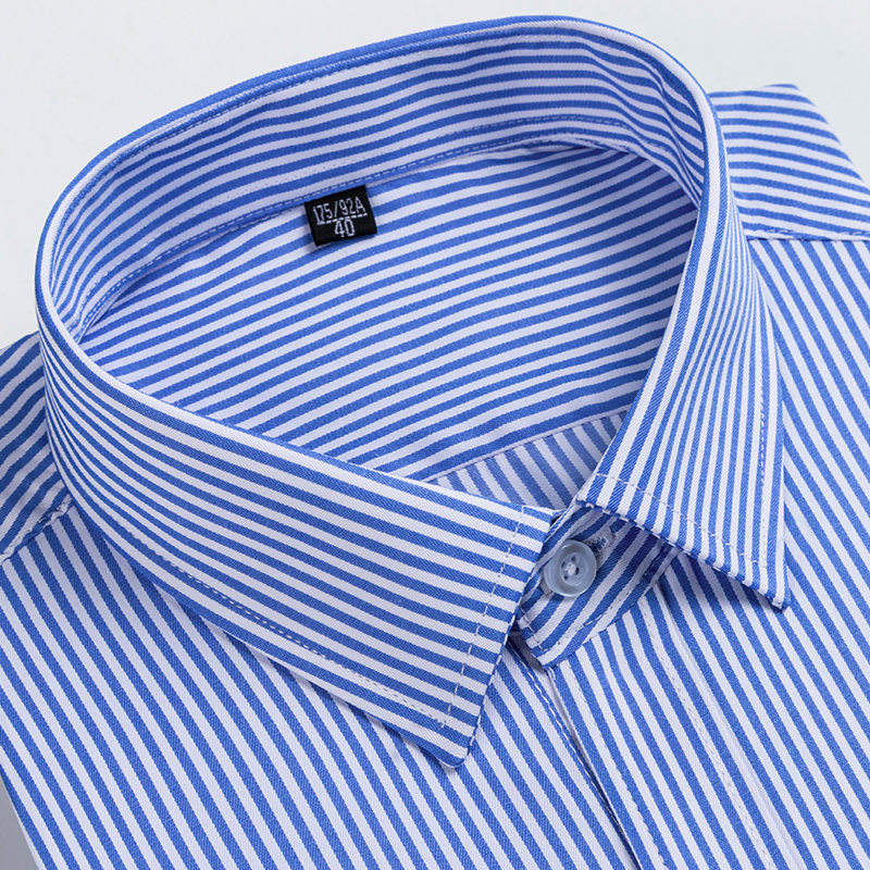 Eomuwang Genuine Spring and Autumn Business Casual Men's Long-Sleeved Shirt Striped Plaid Shirt Professional Formal Wear Cotton No-Iron