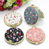 Chinese style abroad gift literary retro cloth printing double-sided folding portable mini makeup small mirror