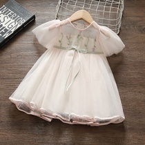 Girl Bubble Sleeve Princess Dress Baby Ocean Gas Dress 01 4 year old baby Summer Childrens Dress