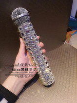 Nightclub bar singer MC special hand-set diamond microphone set Austrian diamond super flash square diamond personality microphone set