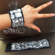 Nightclub stage jewelry Super flash performance bracelet Large hand sewn diamond Flash diamond bright diamond wrist bracelet hand ring