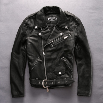 Harley Angel Leather Jacket Men's Belt Leather Jacket Crossbody Pull On Cowhide Leather Jacket