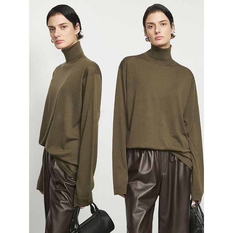 French-Style Inner Layer with a High-End Feel, Wool Turtleneck Sweater, New Autumn and Winter Row-Style Base Shirt Top for Women, Trendy