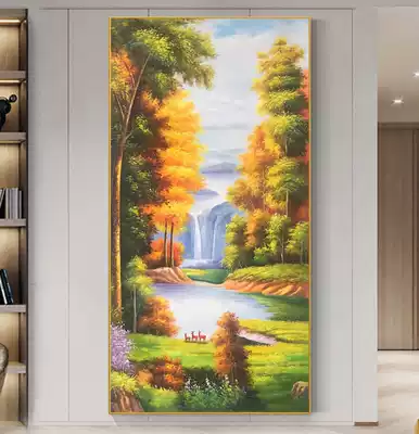 The porch decorative painting means good entrance to the end of the corridor vertical painting landscape landscape cornucopia pure hand-painted oil painting