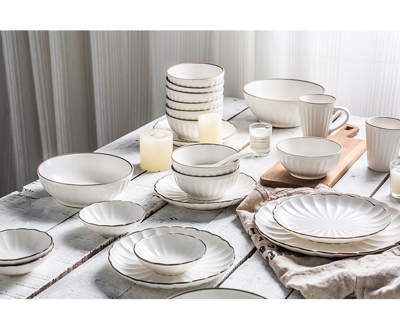 Porcelain northern wind ceramic dishes dishes tableware suit creative household eat dish dish bowl chopsticks spoons,