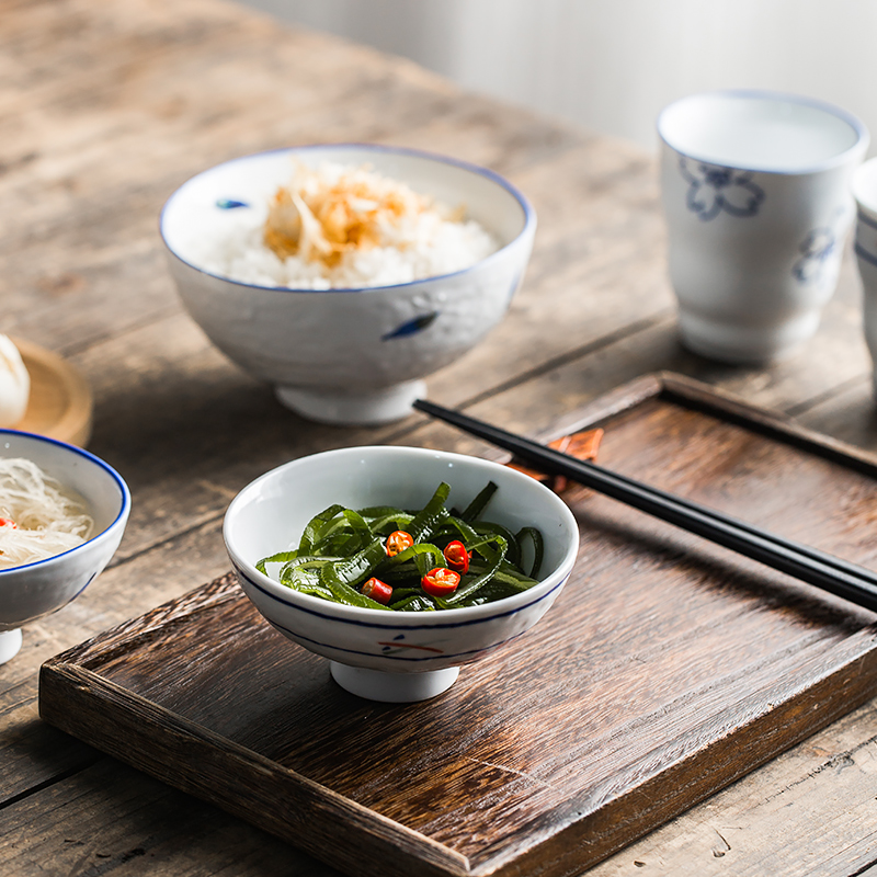 Japanese porcelain soul tall bowl hat to bowls and wind rainbow such use ceramic bowl household single eat bowl, small bowl of rice