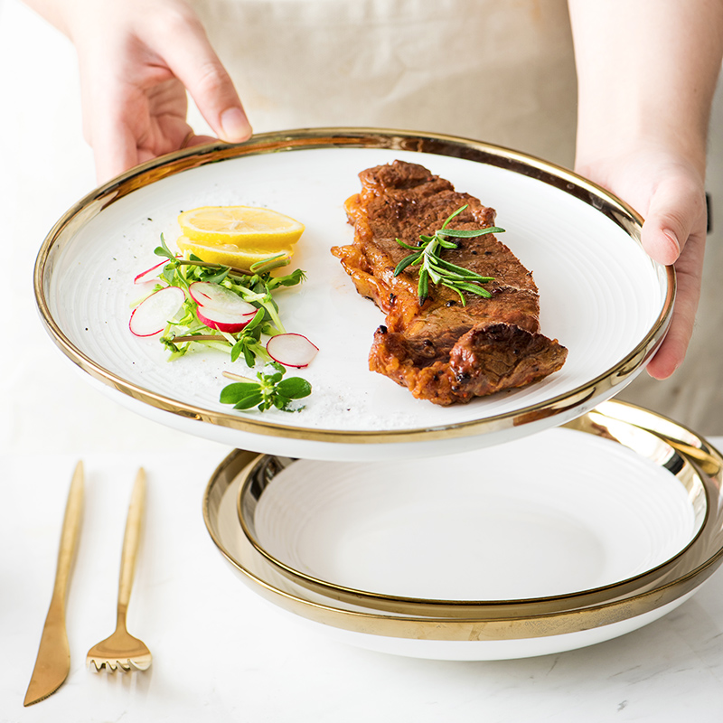 Porcelain soul up phnom penh dish suits for the home web celebrity ins light key-2 luxury European - style gifts tableware golden plate of northern Europe contracted wind
