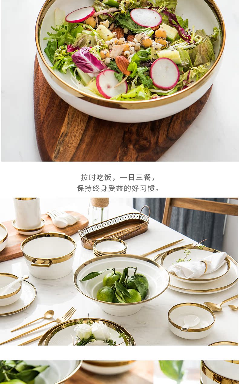 Porcelain soul up phnom penh dish suits for the home web celebrity ins light key-2 luxury European - style gifts tableware golden plate of northern Europe contracted wind